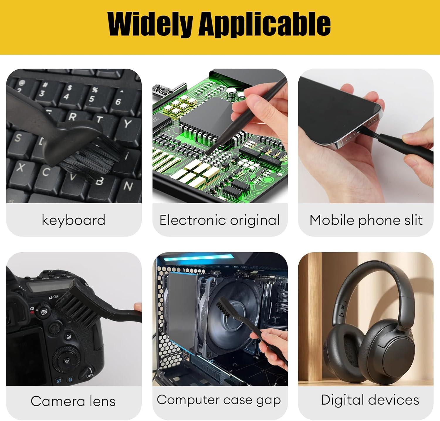 8 Pcs Multi-Purpose Brushes - Computer Cleaning Brush Kit with anti Static Brushes, Perfect for Keyboards, Laptops, Pcs, Car Interiors & Window Tracks image number 2