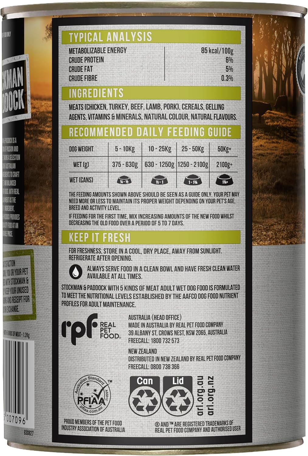 Stockman & Paddock Adult Wet Dog Food, 5 Kinds of Meat 6X1.2Kg - Real Australian Meat for Complete Nutrition, a Hearty Meal Dogs Love image number 1