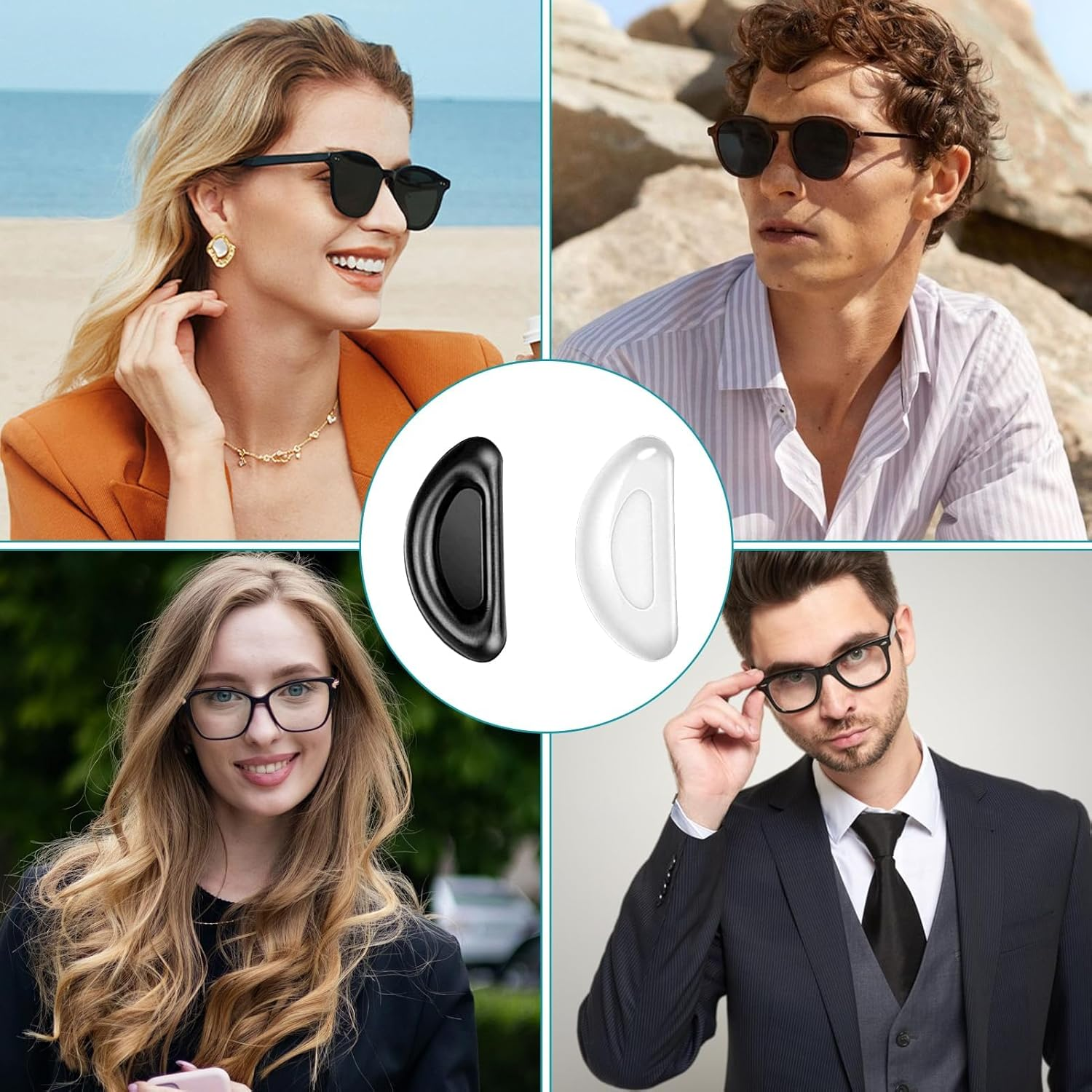 Glasses Nose Pads, 20Pairs Nose Pads for Glasses, Glasses Nose Pad, Eyeglass Pads with Super Sticky Backing, Adhesive Anti-Slip Nose Pad for Eyeglasses, Sunglasses, Plastic Frames (Black, Clear) image number 1