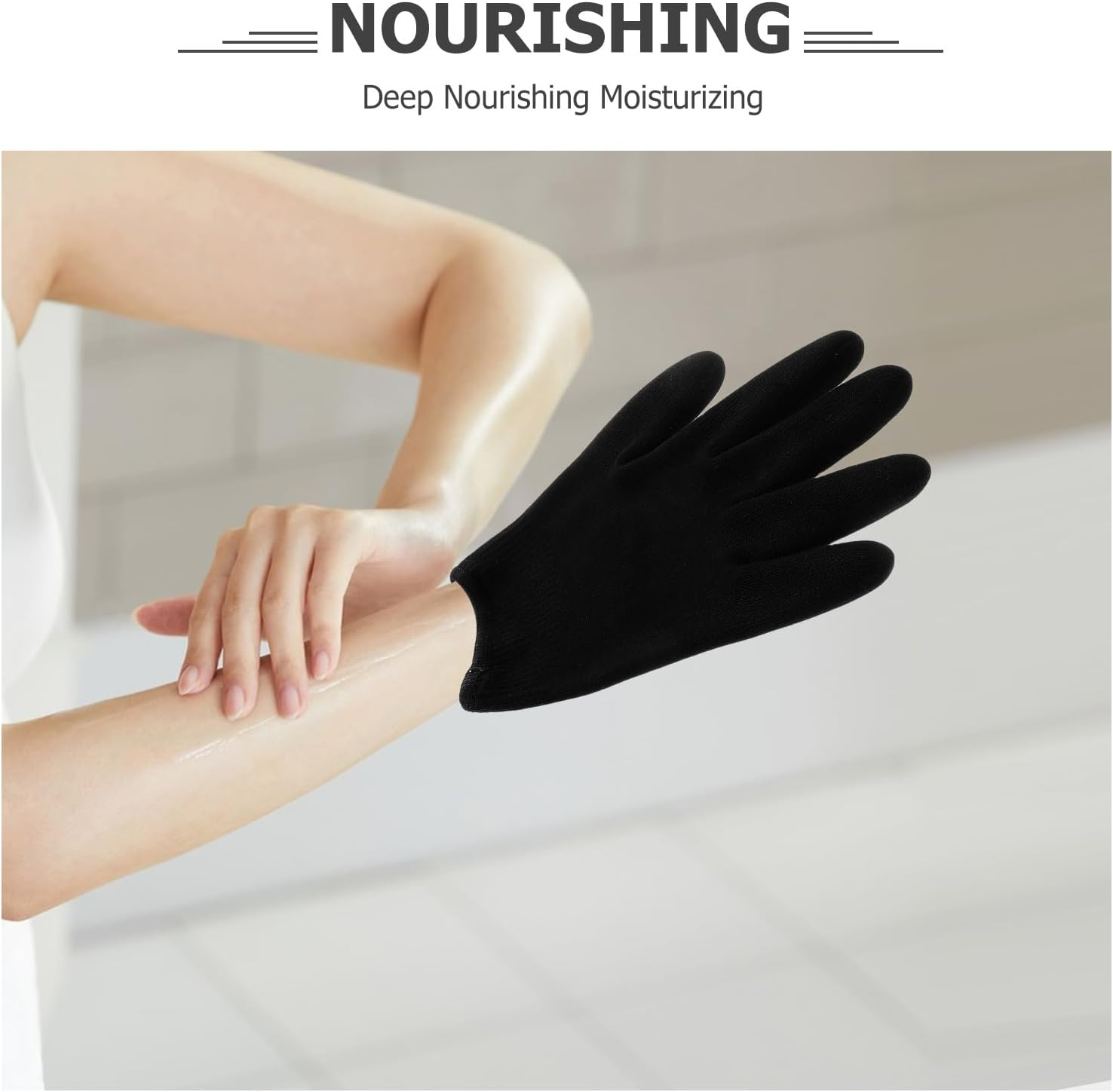 Hydrating Gel Hand Gloves for Moisturizing Exfoliating Skin Brightening Treatment for Dry Cracked Hands Reusable Silicone Spa Mittens for Softening and Repairing Suitable for Men image number 6