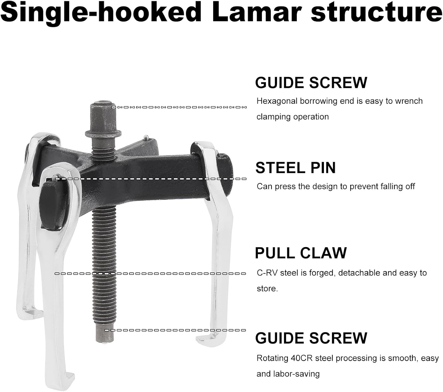 Chgimposs 4" 2 Jaw 3 Jaw Gear Puller, Adjustable Bearing Puller, Reversible Removal Tool for Internal External Pulling, Puller Tool for Removal of Pulleys Flywheels Bearings Gears image number 5