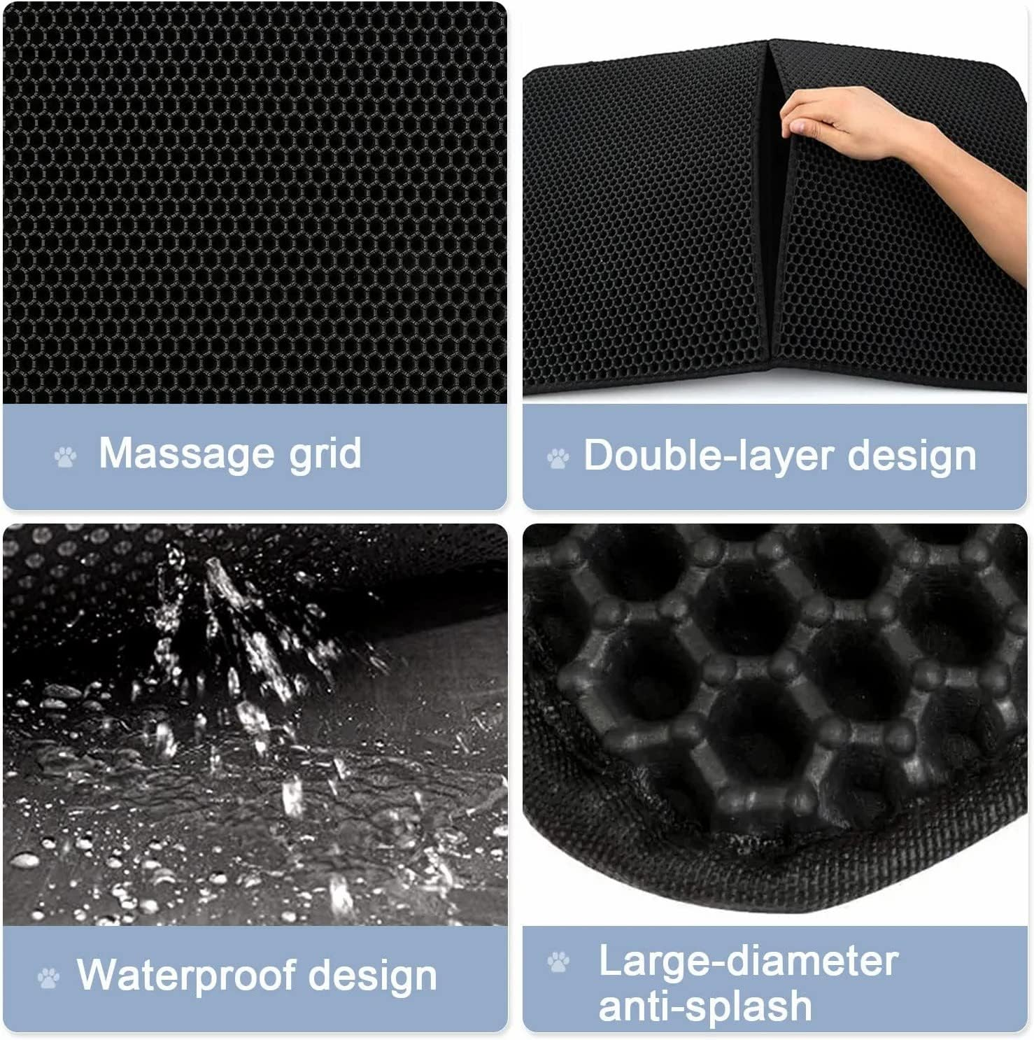 Cat Litter Mat,55 * 75Cm Double Layer,Honeycomb Double Layer Trapping Litter Mat Design,Waterproof Urine Proof Kitty Litter Mat Large Size Easy Clean Scatter Control
