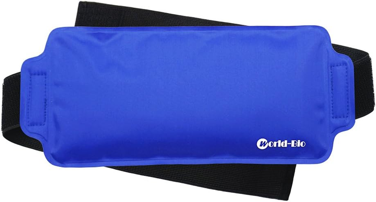 WORLD-BIO Gel Ice Pack for Injuries, Reusable Ice Pack with Strap for Achilles Tendon Wrist Ankle Knee Arm Neck, Cooling Hot Cold Pack Therapy for Swelling, Plantar Fasciitis & Bruising image number 4