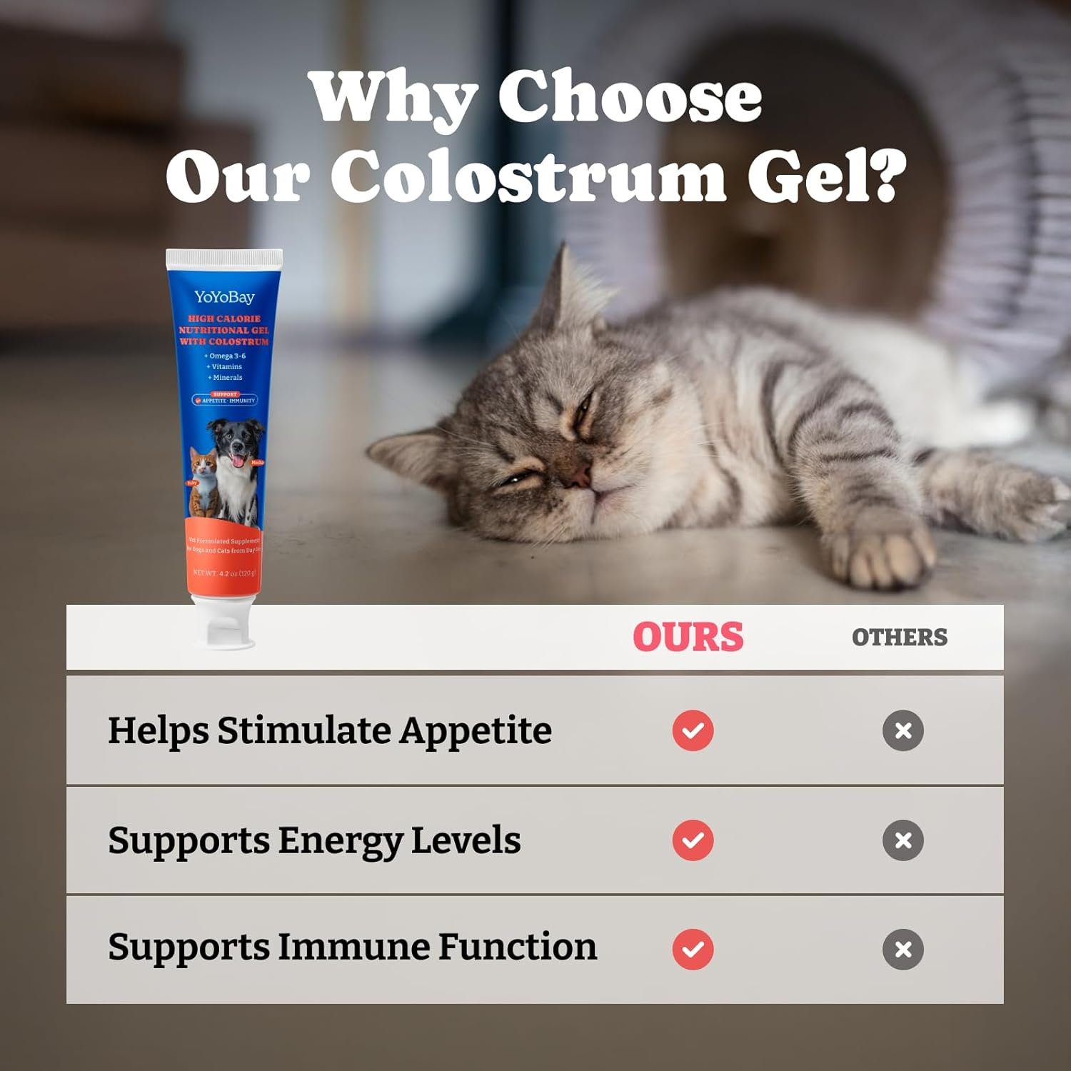 Bovine Colostrum Nutritional Gel for Dog & Cat - High Calorie Supplement for Dogs and Cats, Support Appetite for Cat, Immune Support, Dog Weight Gainer, Senior Dogs Cats Supplement image number 3