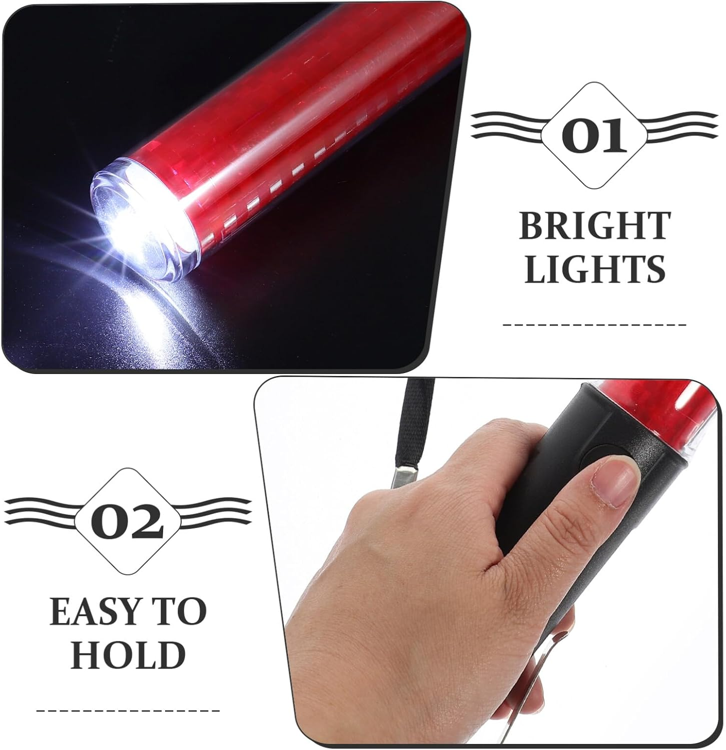 SOLUSTRE Traffic Wand, 26Cm Led Traffic Control Wands Police Wand Safety Light Wands Air Marshaling Signal Wand Concert Cheering Stick for Parking Car A image number 6