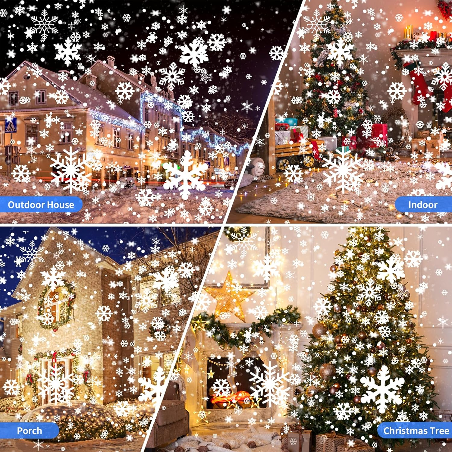 Christmas Projector Lights Outdoor/Indoor, Waterproof LED Christmas Snowflake Projector Lights for Halloween, Christmas, Home Birthday Party and Garden Decoration image number 4