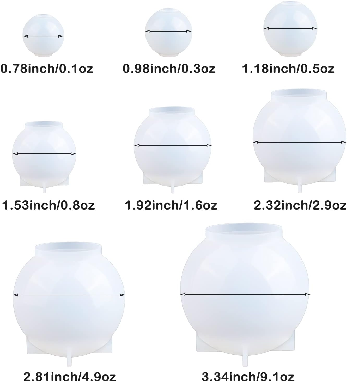 8Pcs Sphere Resin Molds Silicone, BABORUI Upgraded 3D Seamless Ball Shapes Silicone Molds for Resin Casting, Large Globe Epoxy Resin Molds for Home Decor, Flowers Preservation image number 6