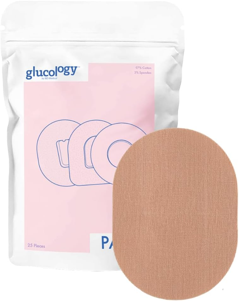Glucology CGM Patches for Medtronic Guardian/Libre Beige | 25 Pack | Waterproof & Universal Patch