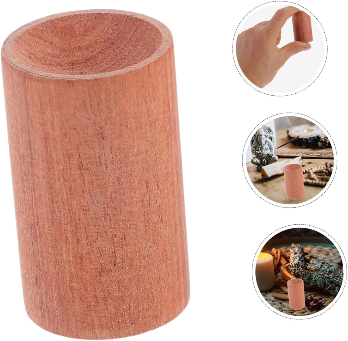 Baluue 4Pcs Natural Wood Aromatherapy Essential Oil Base Stands for Home Office round Cylinder Pedestals image number 6