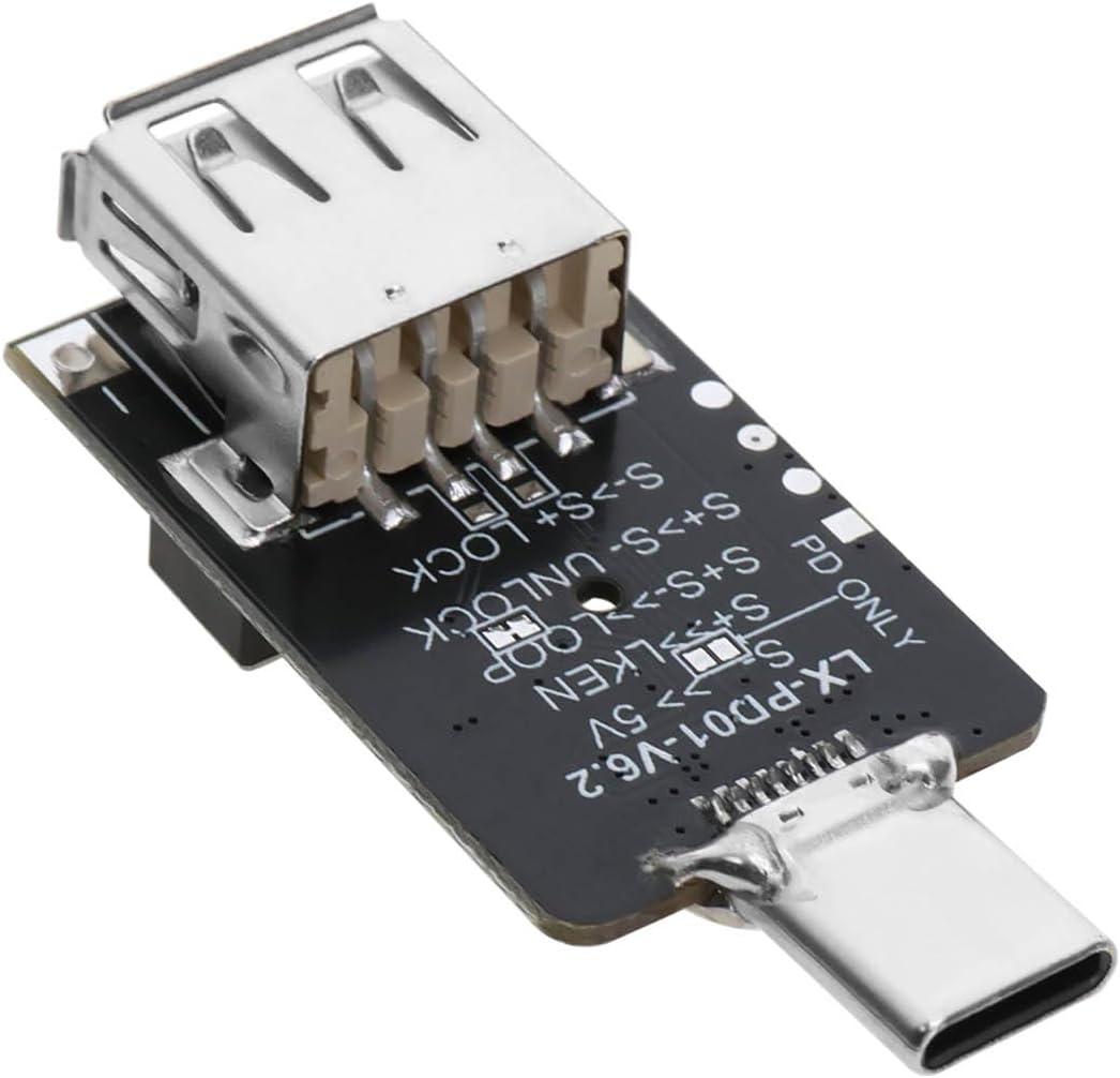 OTOTEC 1Pc PD2.0/3.0 Decoy Trigger Motherboard Module Type C USB PD Fast Charging Trigger Module 100W with E Mark Output 9V/12V/15V/20V Adjustable