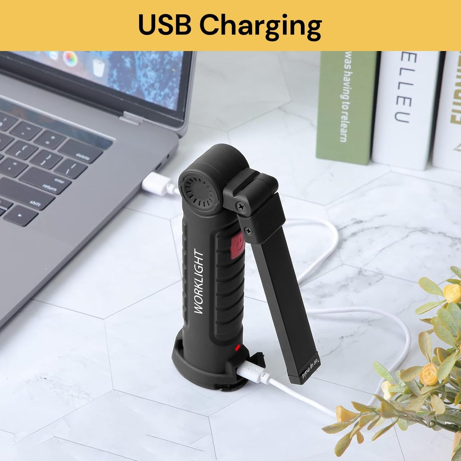 Spendeal LED Work Light Rechargeable, Magnetic Torch with 5 Modes, 360&deg; Rotating Foldable Design, Portable Flashlight for Car Repair, Camping, Outdoor, Garage, Home Use, Drop-Resistant Lamp (Small) image number 4