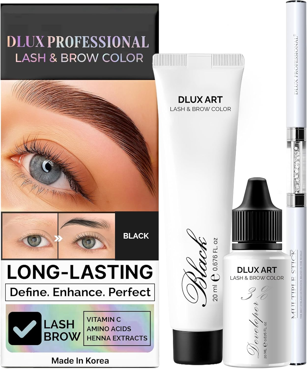 Korean Eyebrow Color Kit Black&ndash; Professional Brow Color for Women, Eyebrow Color for Natural Looking Brows, Long-Lasting Brow Color for Salon & Home image number 6