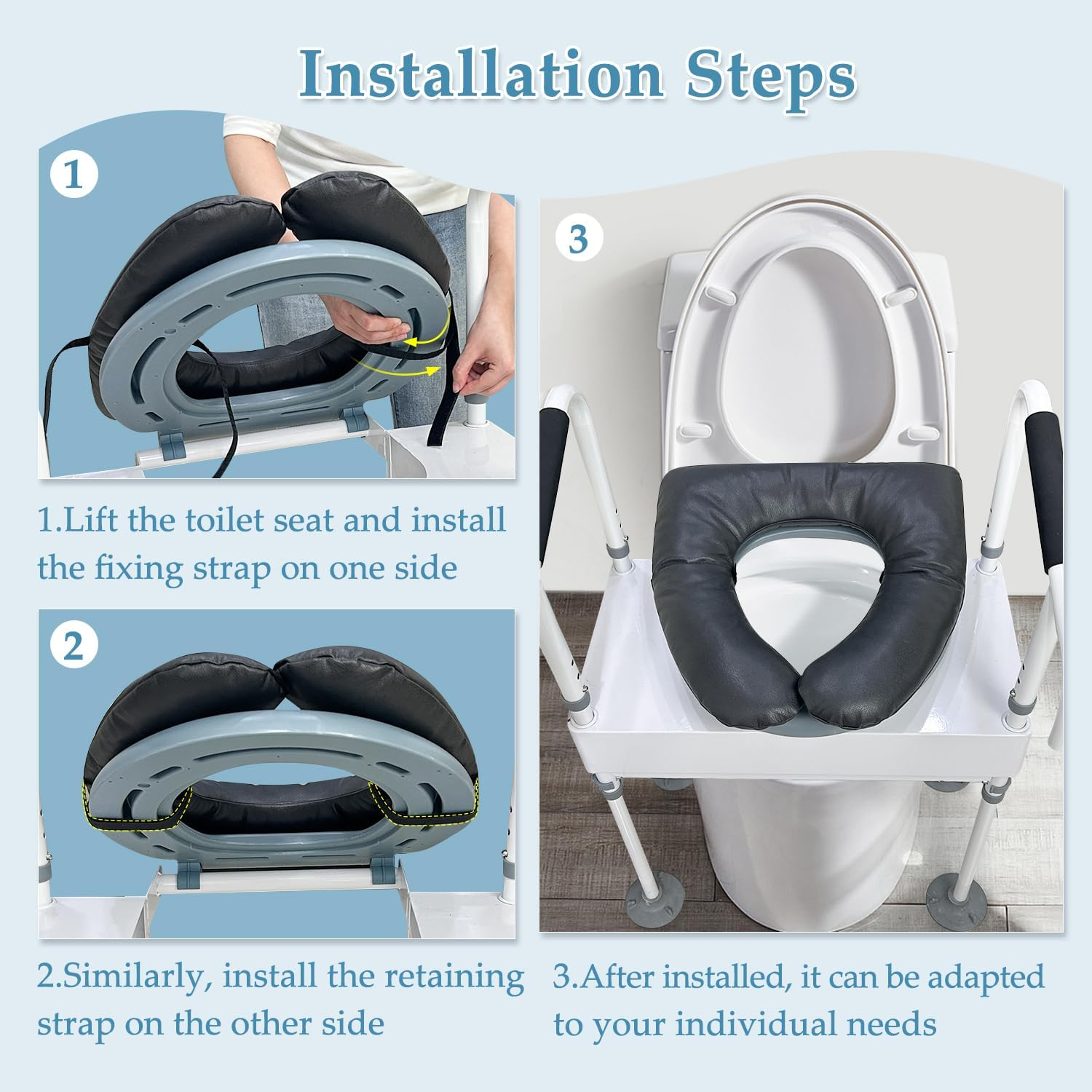 Bedside Commode Seat Cushion Toilet Seat Padded Soft Shower Chair Seat round Cover for Seniors, Elderly after Surgery Pressure Relief Portable Toilet Commode Seat Padded Easy Clean