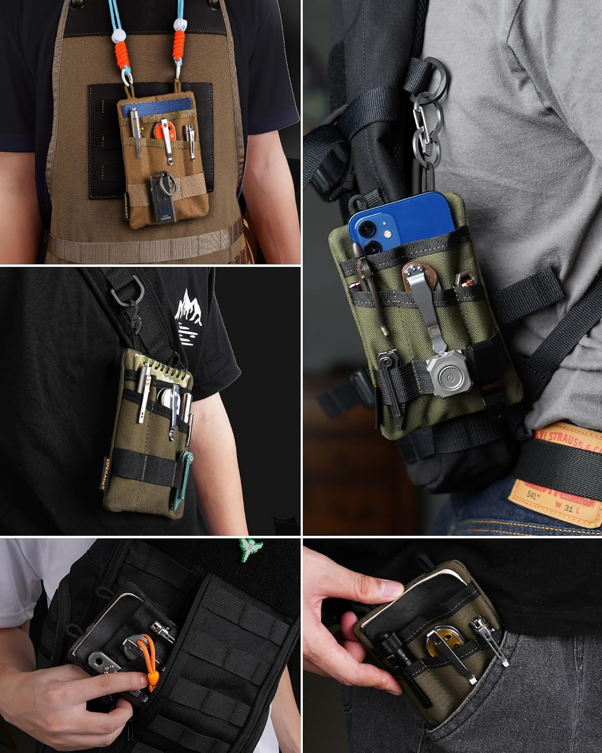 VIPERADE VE1 Pocket Organizer, Tool Pocket Organizer for Men, Pocket Organizer Storage EDC Gears, Best Gift to Keep Organized, Hold Your Flashlight/Pocket Knife, Tactical Pen, Notebook (Black Camo) image number 1