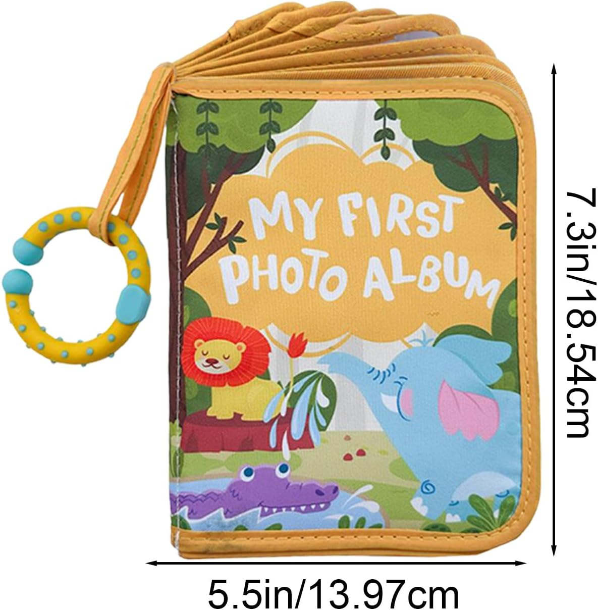 Soft Photo Album for Baby | Soft Baby Album First Year Baby Photo Book,Lion Pattern Journal with Safe Mirror Cute Keepsake Scrapbook Home Decor for Cribs Travel Wedding