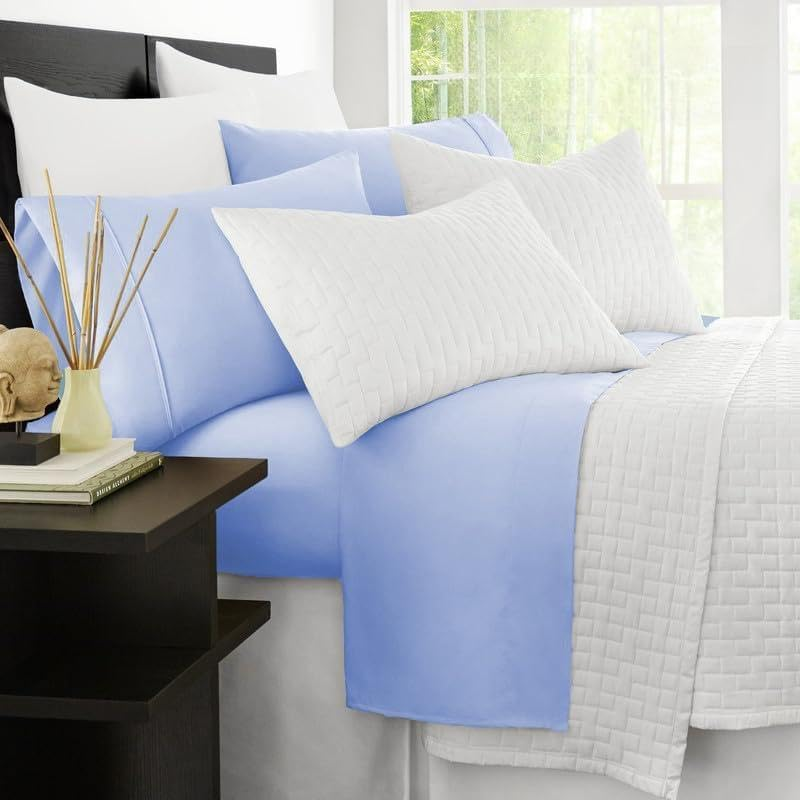 Ramesses 2000 Thread Count Antibacterial Cooling Bamboo Sheet Set, Queen, Tea Rose