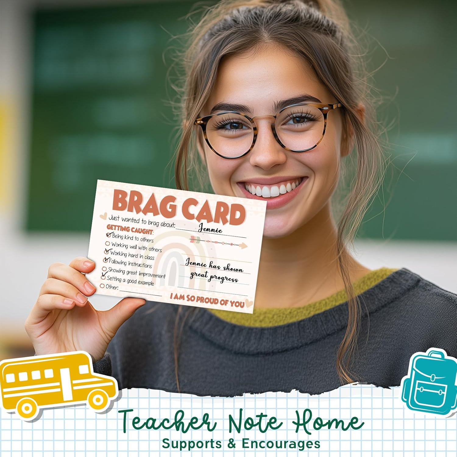 LOVEDMORE Boho Classroom Brag Cards for Teachers, Preschool, Elementary Classroom Incentives Cards for Students image number 1