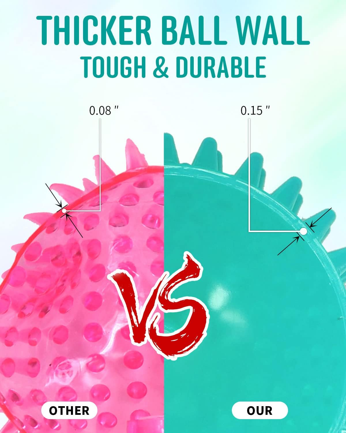 2 Pack 4.5&rdquo; Heavy Duty Squeaky Dog Ball for Medium Large Dogs, Spikey Dog Ball Toys for Clean Teeth and Training, Large Dog Toys for Aggressive Chewers&hellip; - Purple image number 5