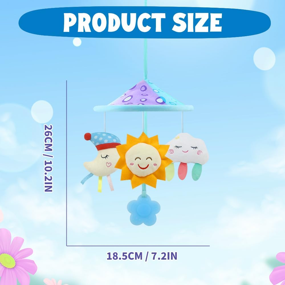 Baby Pram Mobile Toy, Stroller Toys with Soft Rattle for 0 Months+ (Sky) image number 3