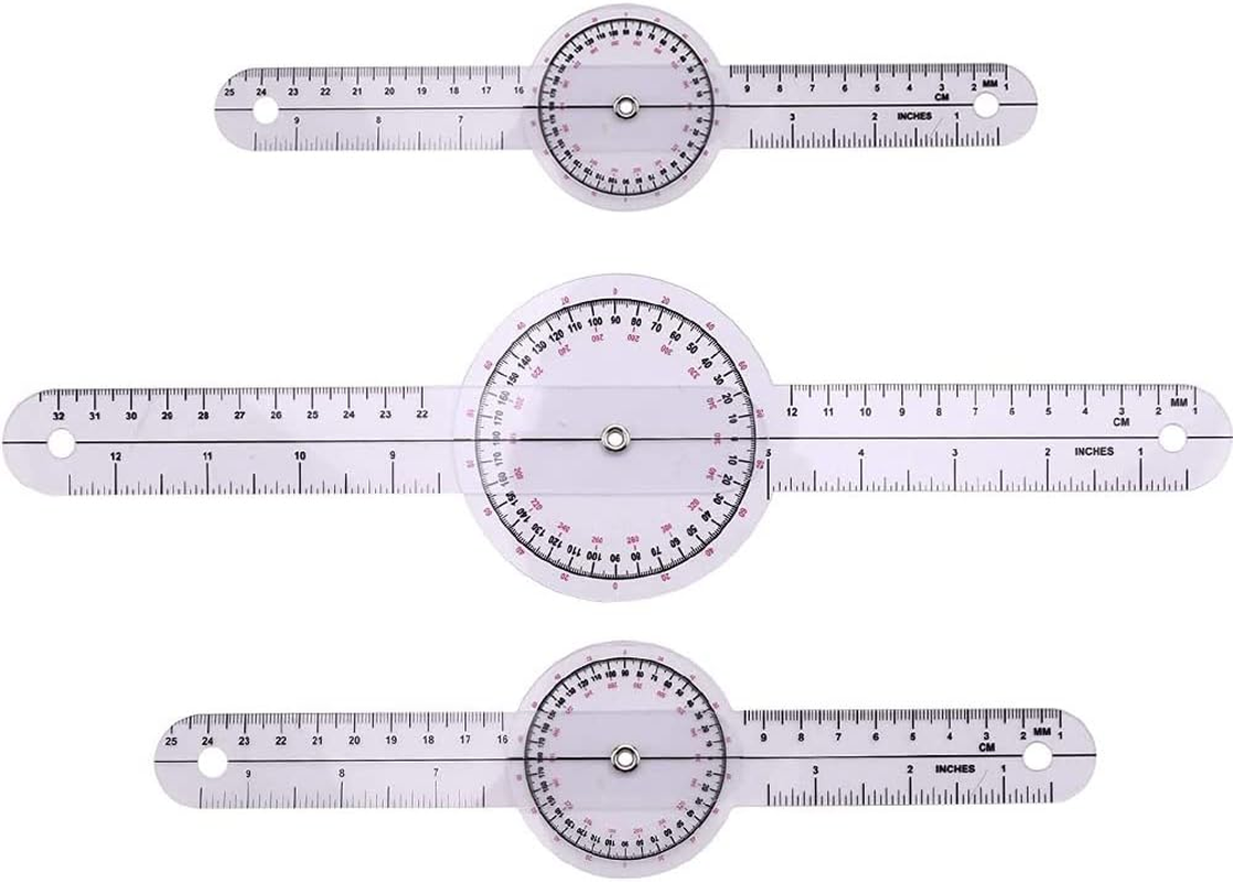6 Pcs Finger Goniometer, 6/8/12 Inch Angle Finger Goniometer,360&deg;Goniometer Set, Occupational Therapy Protractor Tool Measuring Angle Ruler 360 Degree Universal