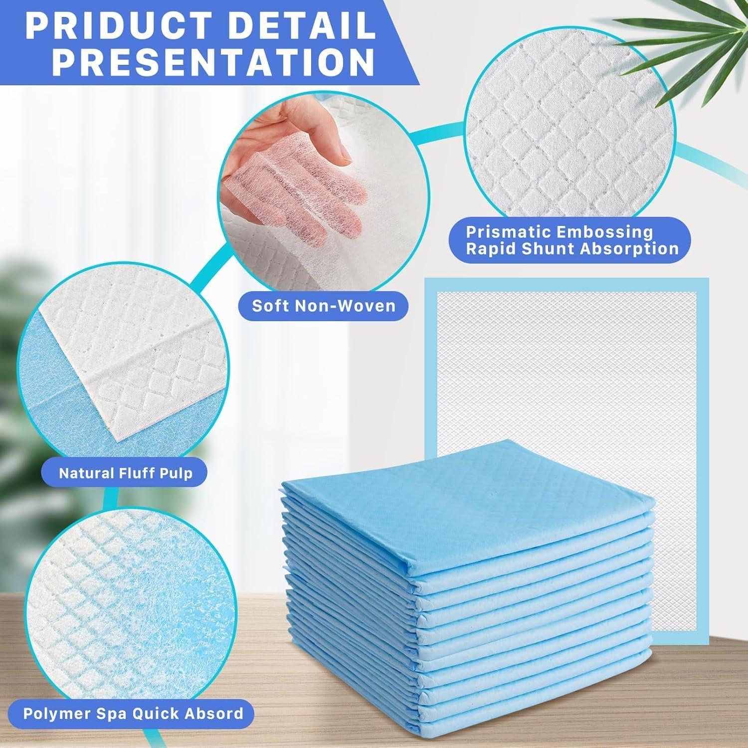 100 Pack Disposable Change Mat Baby, 17X13 Inches Extrathickportable Diaper Changing Pads, with Soft, Breathable, Absorbent, Leak Proof and Quick Drying Functions, Suitable for Infants and Newborns