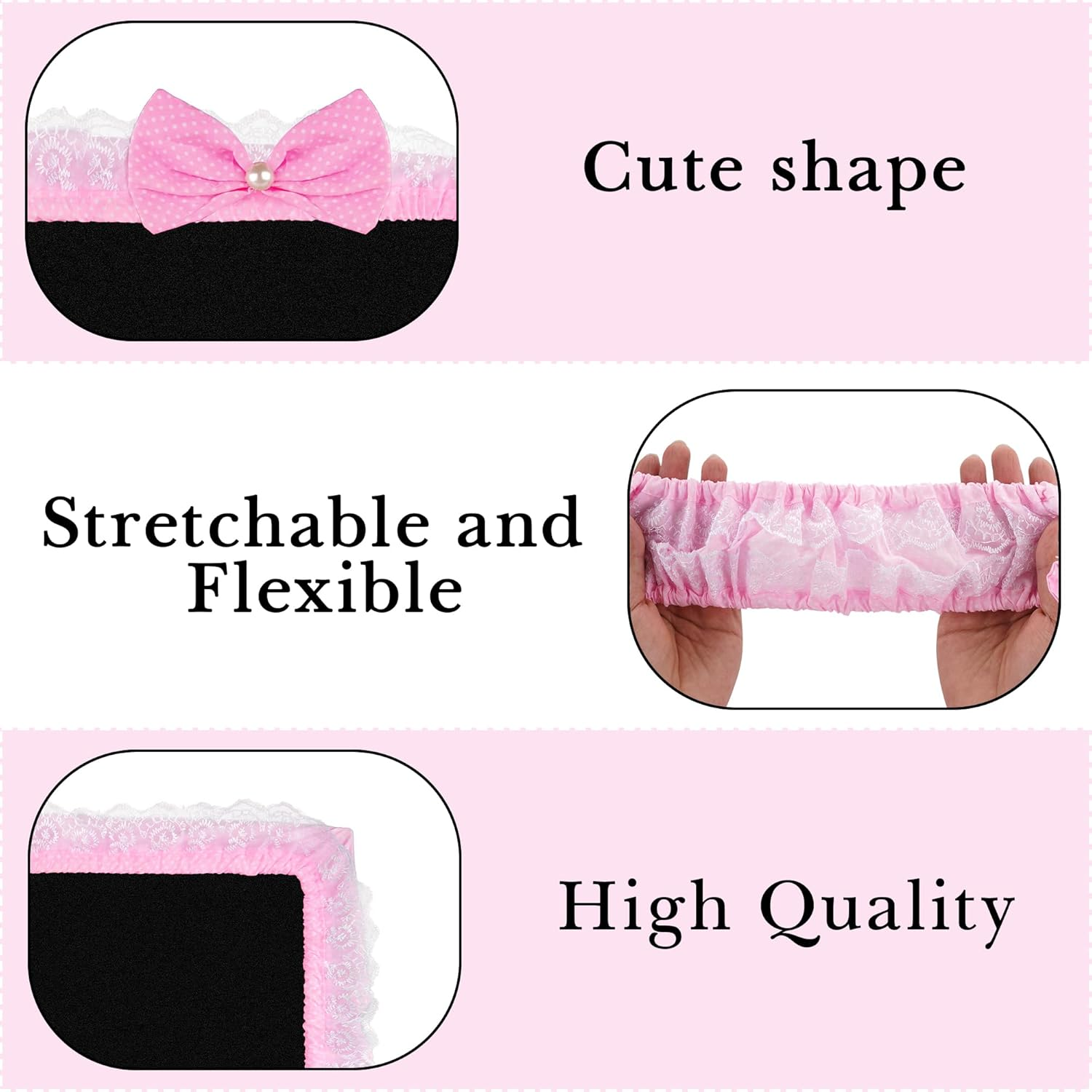 Reignsword 2 Pack Cute Computer Monitor Cover, 23''-26'' Elastic Monitor Dust Cover with Bow Knot, Lovely Monitor Accessories Screen Monitor Decoration for Tablet (Pink) - Red image number 3