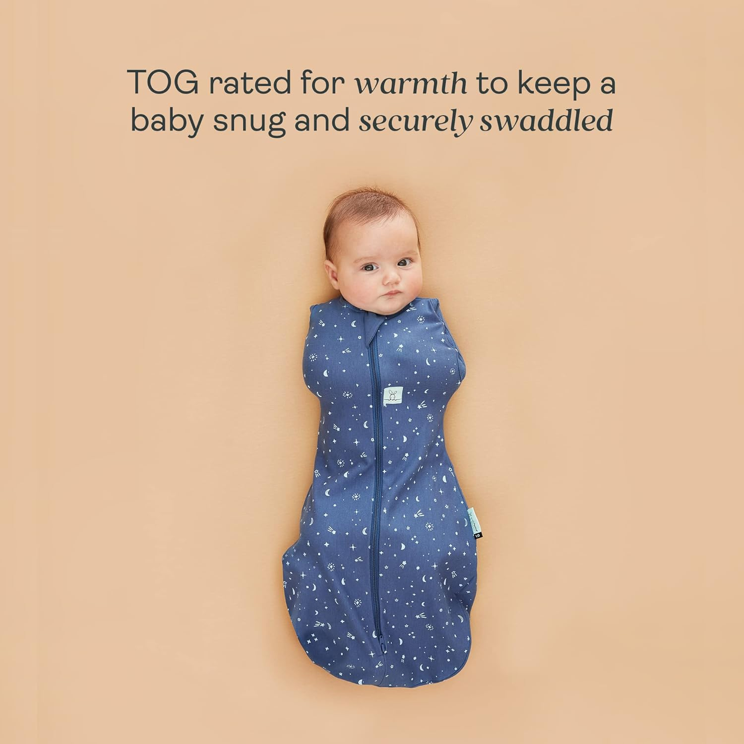 Ergopouch 0.2 TOG Cocoon Swaddle Bag, 0-3 Months, Night Sky Print &ndash; Organic Cotton, Two-Way Zip, Arms In/Out, Lightweight & Breathable, Ideal for Room Temperatures (22&ndash;26&deg;C) image number 3