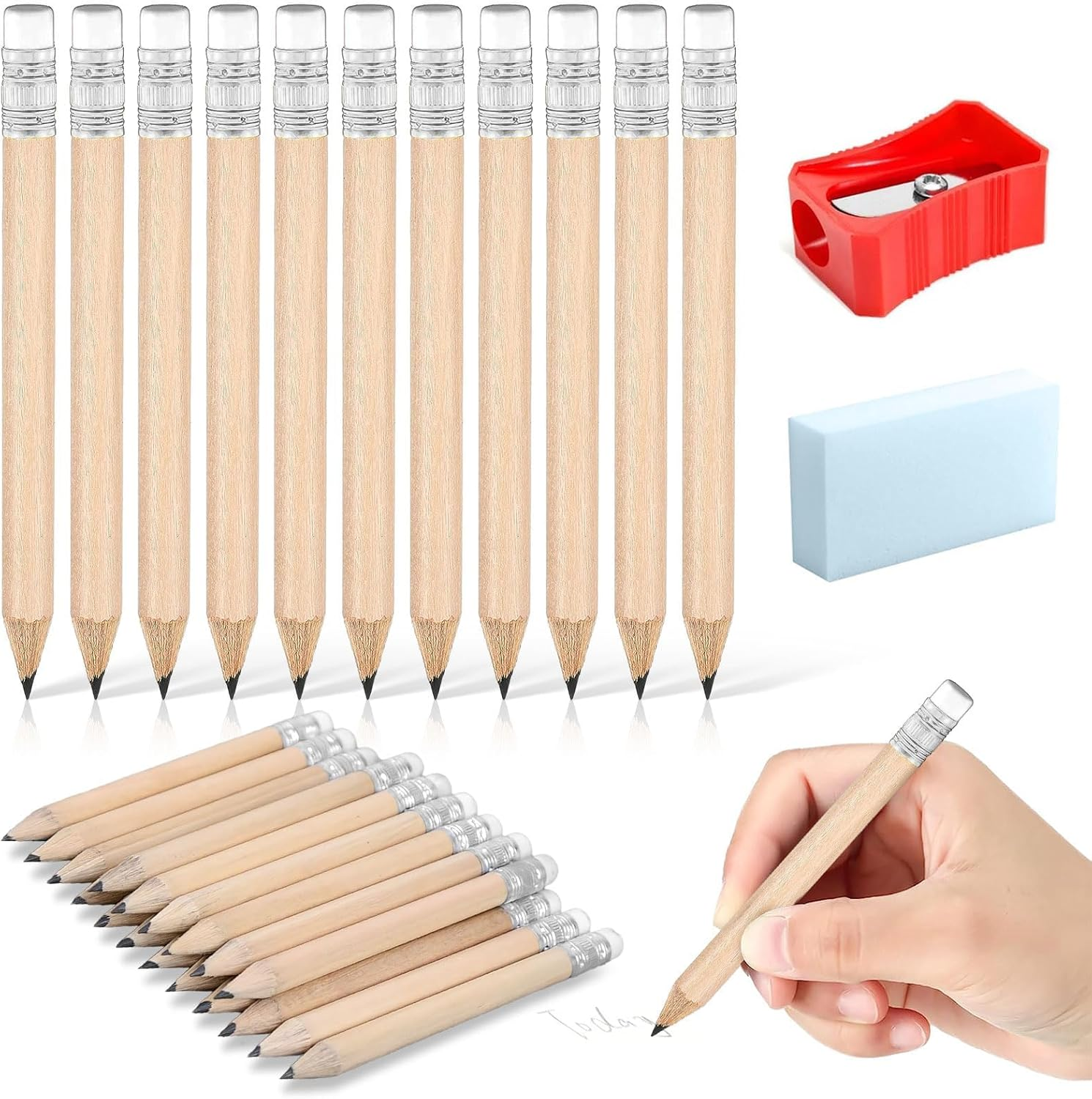 4 Inch Golf Pencils, 50 Pcs Short Wood Pencils, Presharpened Pencils for Preschoolers, Toddlers, Kindergarten, School, Office, Home image number 4