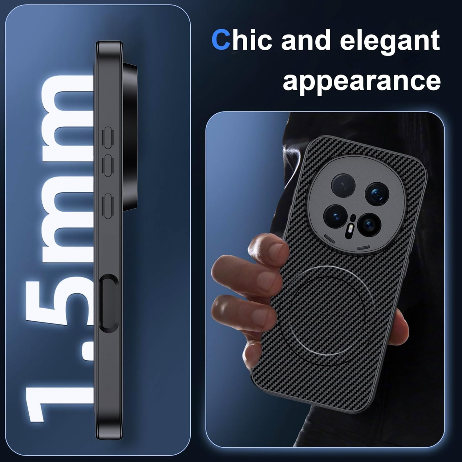 CAUHENYEE Case for Honor Magic 8 Pro 5G, Built-In Magnetic Ring, Non-Slip Hold, Shockproof and Scratch-Resistant, Magnetic Mobile Phone Case for Honor Magic 8 Pro 5G Case, Black image number 2