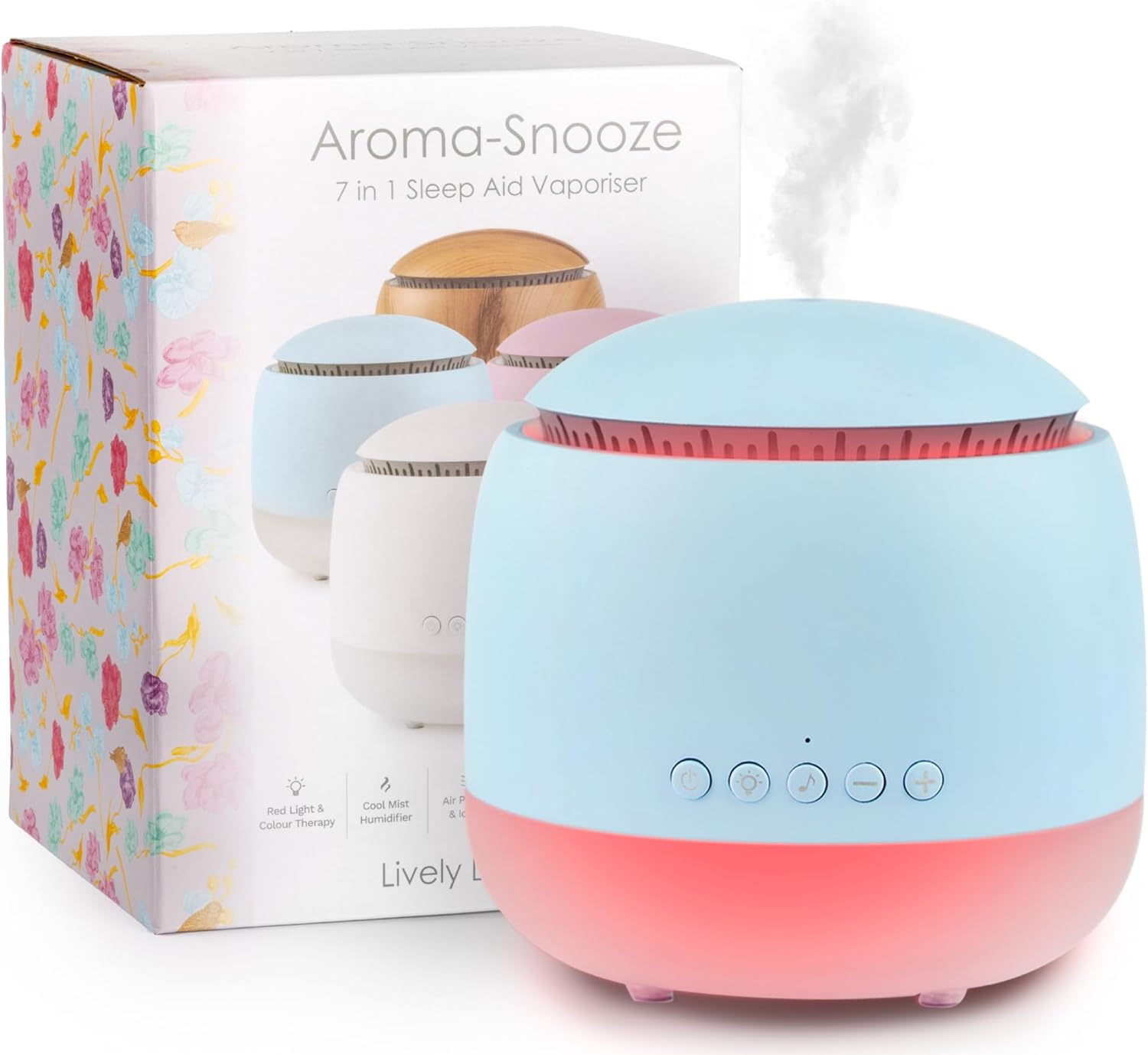 Aroma-Snooze Essential Oil Diffuser Vaporizer - Cool Mist Air Humidifier & White Noise Machine | 7-In-1 Aromatherapy Baby Sleep Aid, Purified Mist with 5 Soothing Sounds, LED Colours