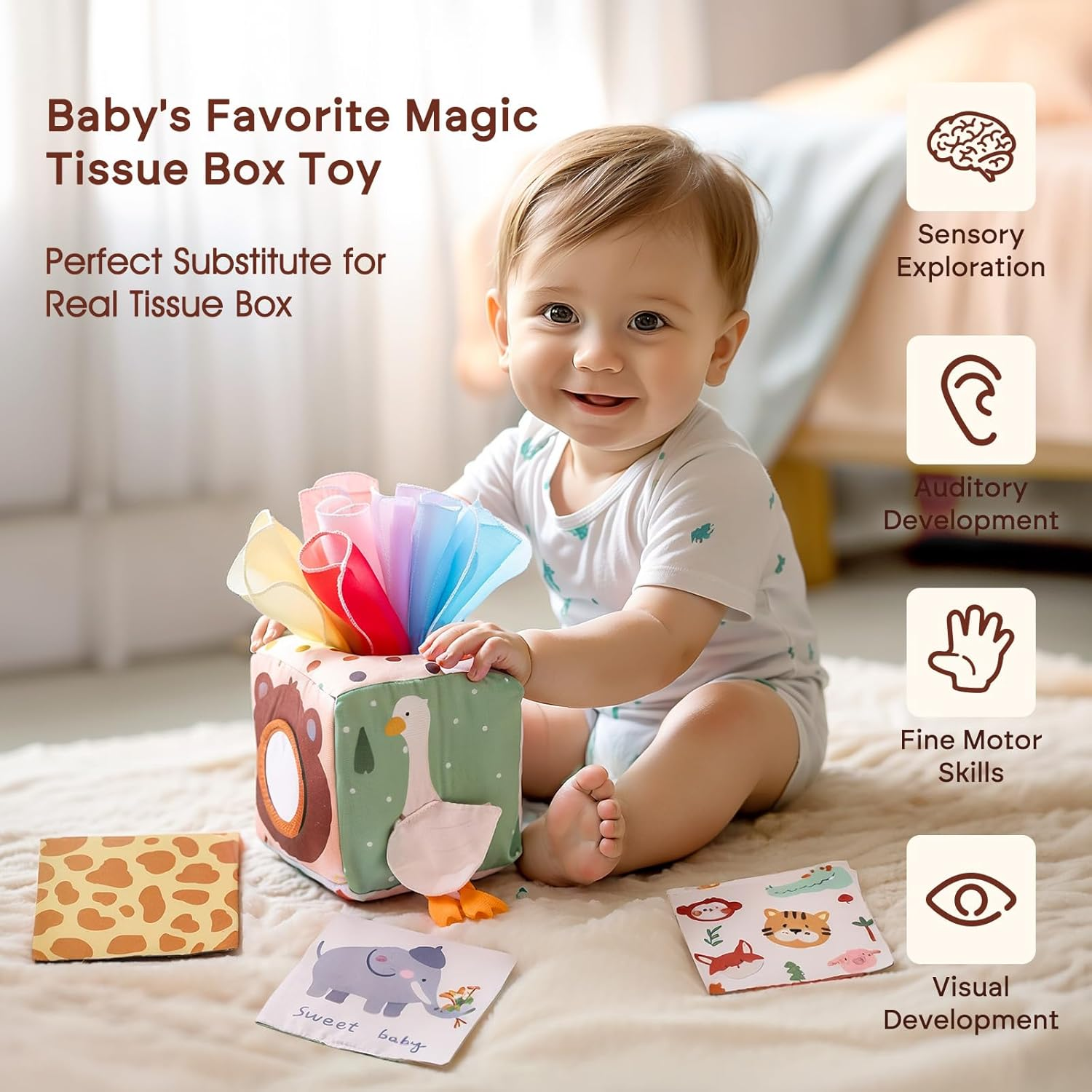 Promise Babe Baby Tissue Box Toy for Babies 6-12 Months - Montessori Toys Kids Tissue Box Sensory Toys to 1 Year Old - Baby Boy Girl Gifts for Babies 6 12 18 Months Old image number 3
