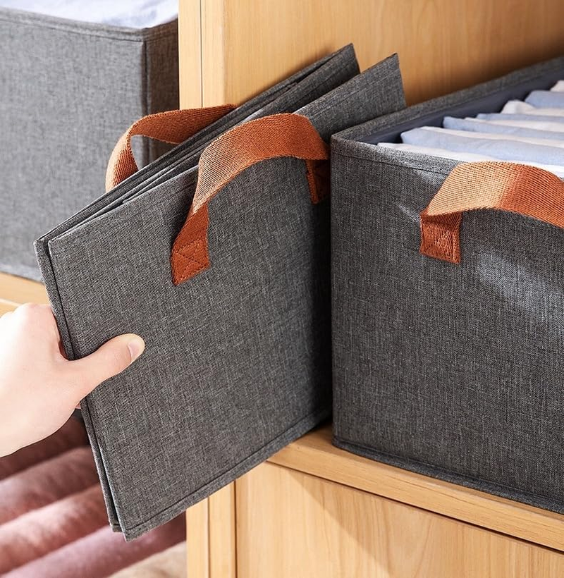 YNTCHENG Pack of 6 Large Capacity Storage Bins Closet Organizer System,Sturdy Foldable Storage Boxes,Shelf Organizer Shelves Basket Storage Bin with Handles for Organizing Clothing,Sheets,Toys image number 1