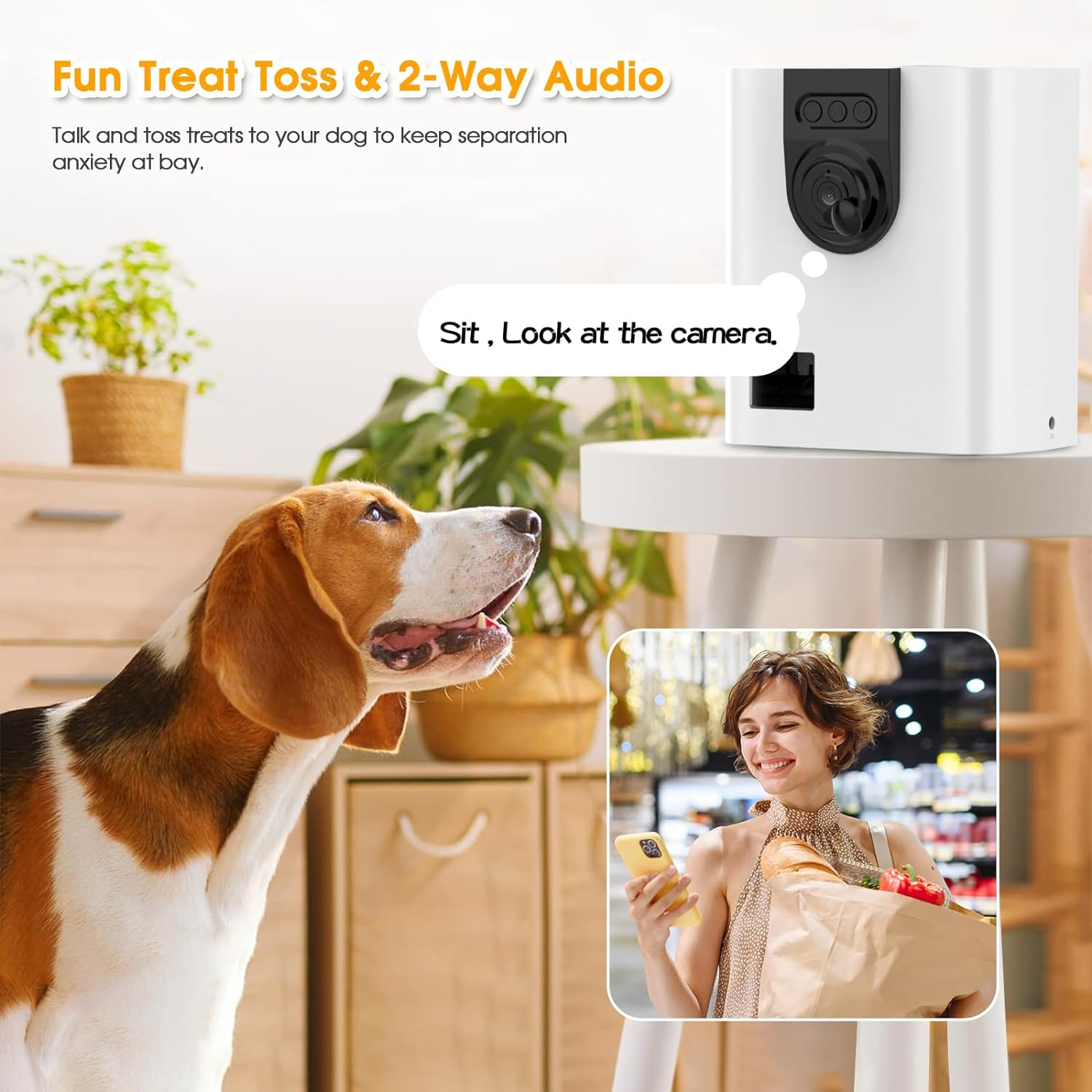 Advwin Dog & Cat Smart Camera Treat Dispenser, 2.4Ghz & 5Ghz Wifi, 1080P HD Camera, Two-Way Audio, App Control &ndash; for Small Treats & Kibble image number 5