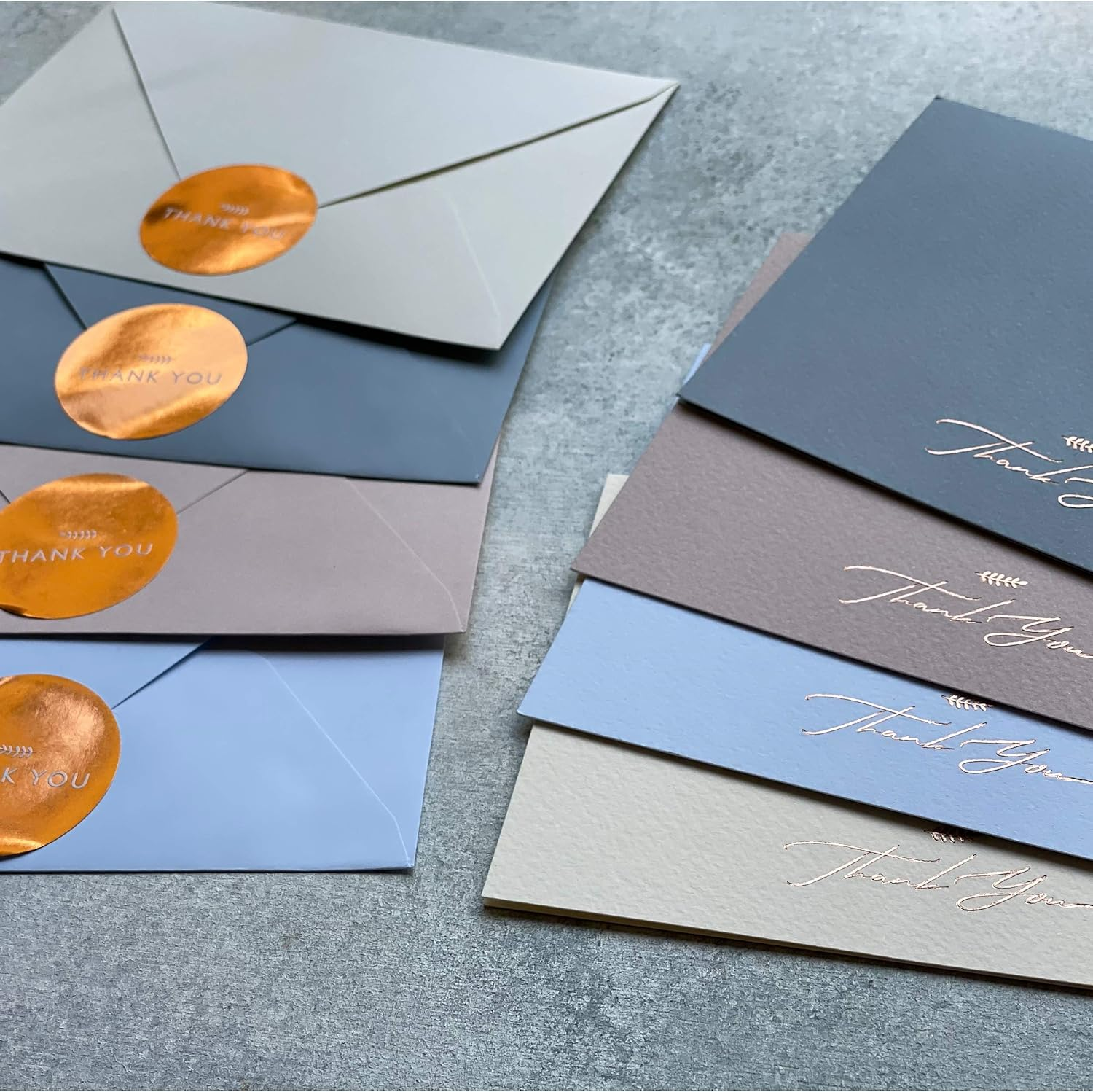 RUN2PRINT Thank You Cards, 36 Pieces, Dusty Blue Color, Peel & Seal Envelopes, Self-Sealing Adhesive, Matching Stickers Included image number 5