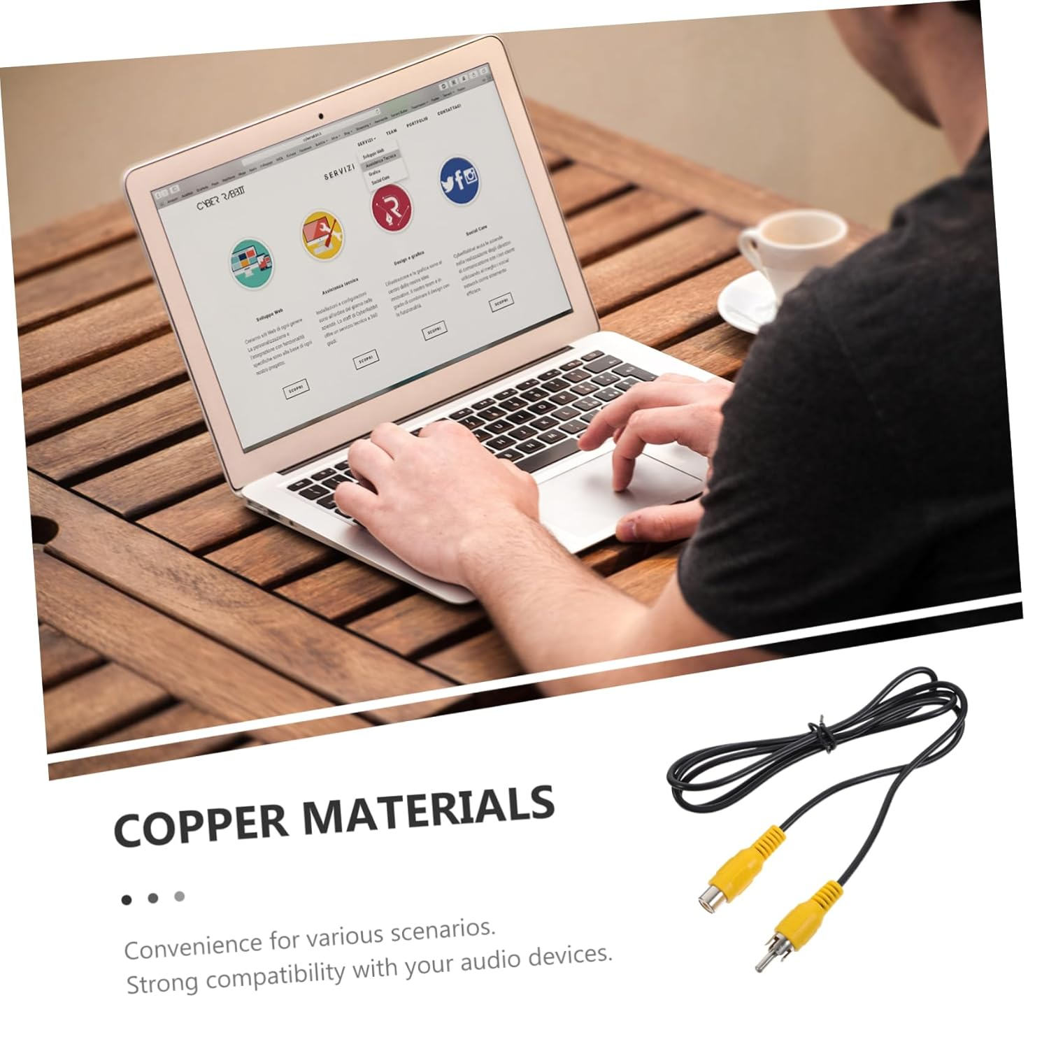 Holibanna RCA Male to Female Audio Extension Cable 1M Stereo Audio Cable for Car Speakers Home Theater Amplifiers image number 4