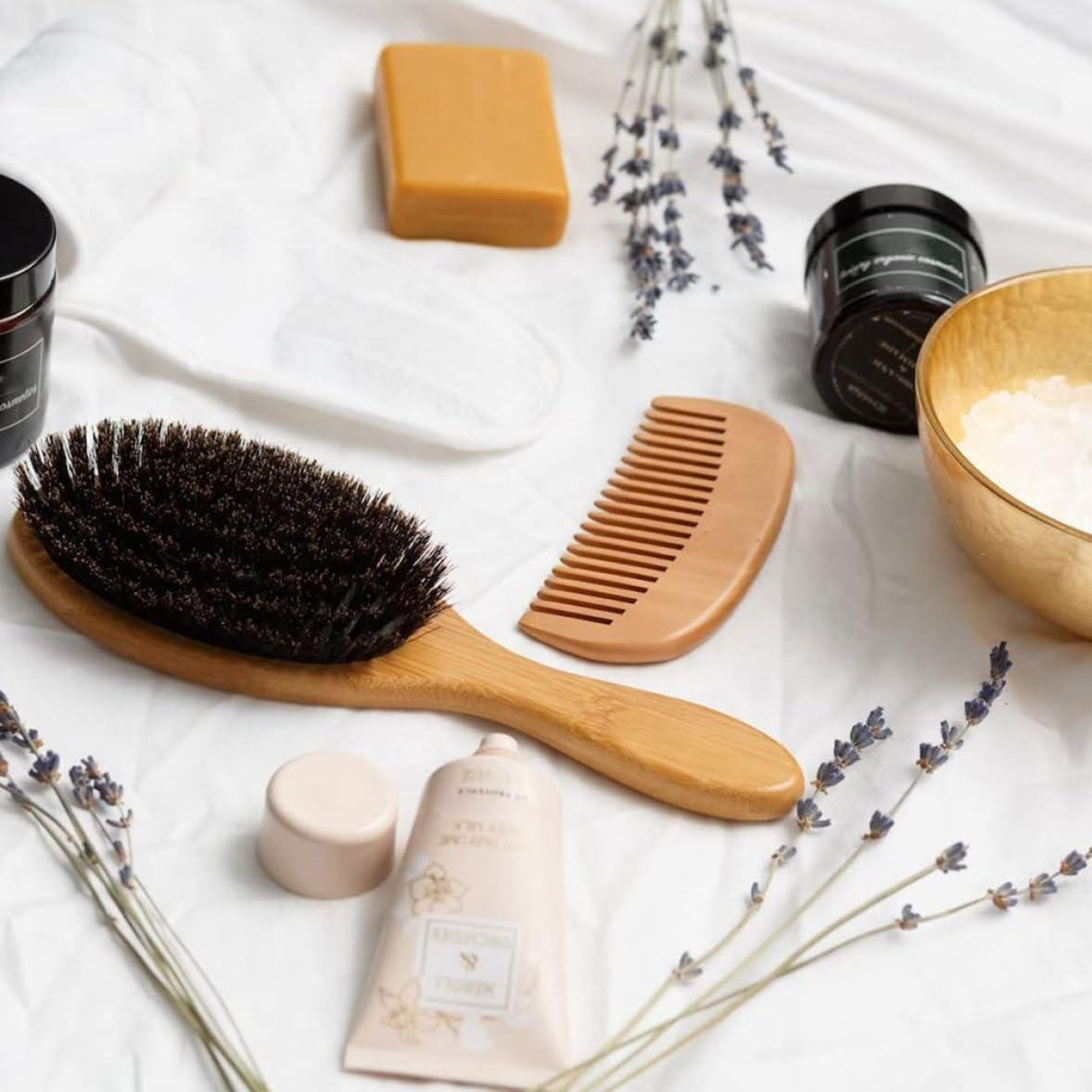 Boar Bristle Hair Brush, Paddle Hair Brush with Wooden Handle, Portable Slick Back Hair Brush, Curly Hair Brush Comb for Thick Coarse Hair image number 5