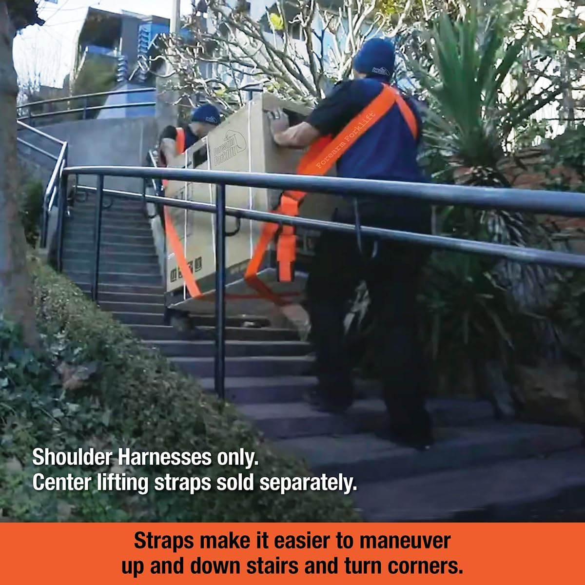 Forearm Forklift Harness - Offer Is for 2 Harnesses, These Harnesses Convert Forearm Lifting Straps (ASIN B008ASBLJI) into a Complete Over-The-Shoulder Moving Strap Set, 800 Lb Load Limit, Orange image number 3