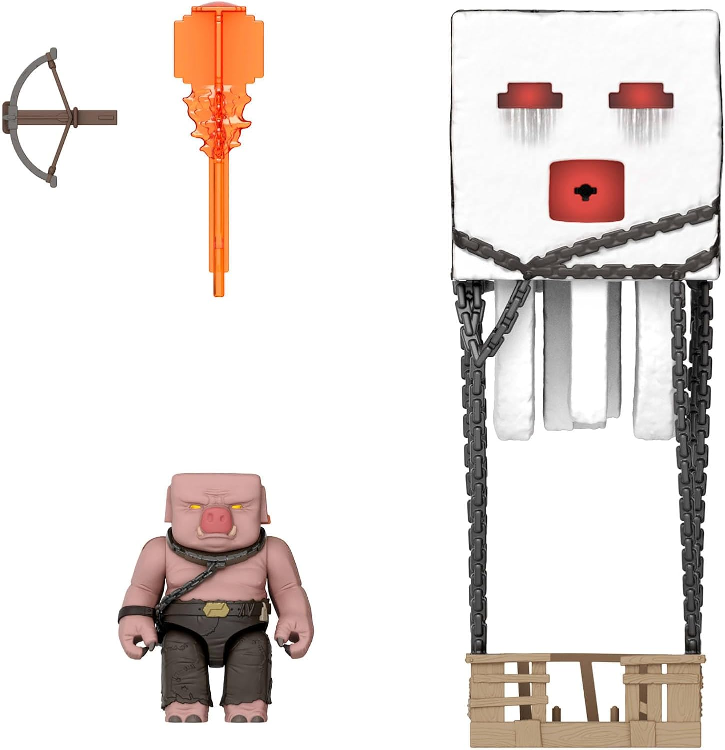 Mattel Minecraft Action Figure Set, Blast Attack Ghast with Lights, Sounds, Launcher & Projectile, plus Piglin Warrior Inspired by the Movie image number 3