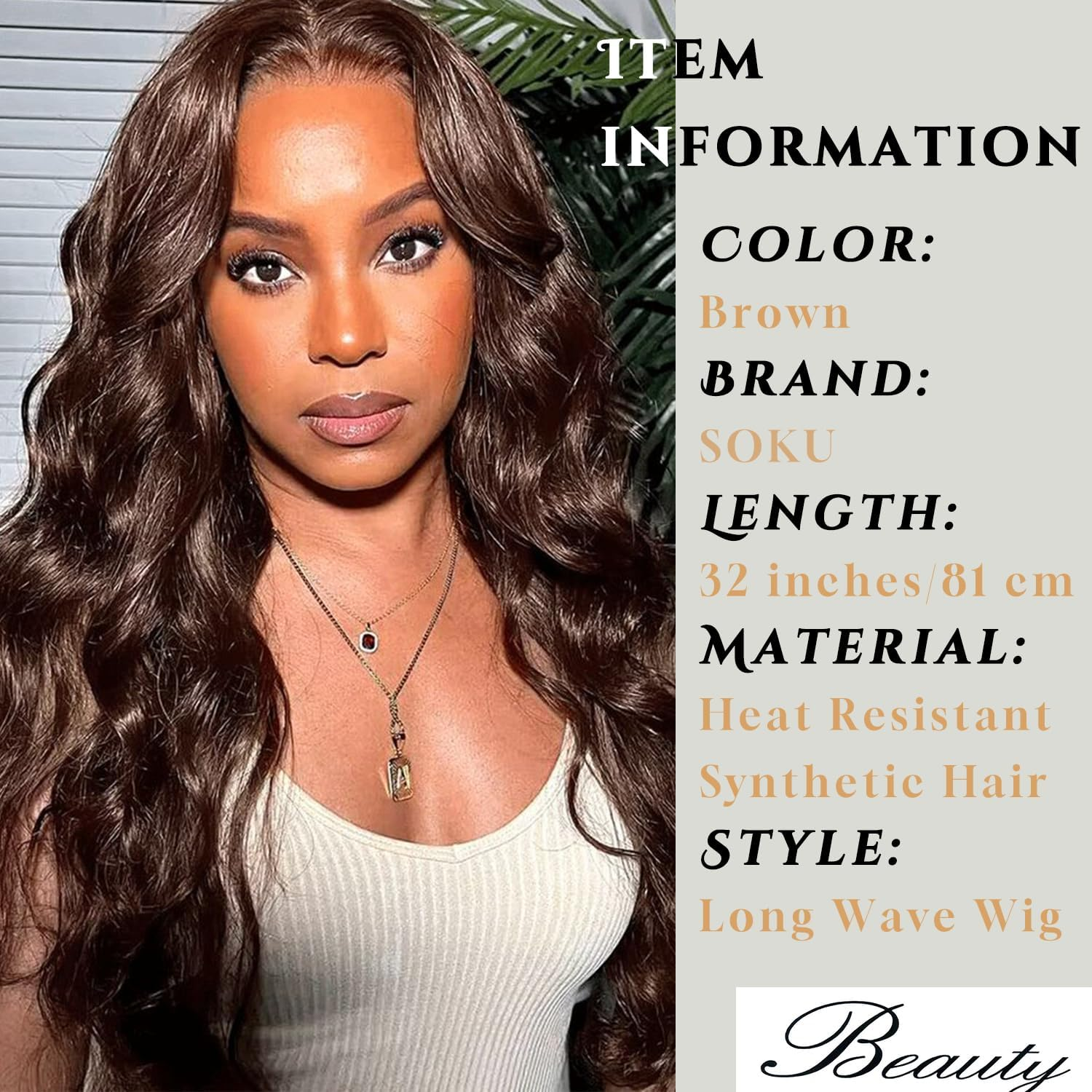SOKU Ombre Brown Pre Plucked Wig with Baby Hair Wavy Lace Front Heat Resistant Wigs for Women for Daily Wear/Cosplay/Performance image number 1