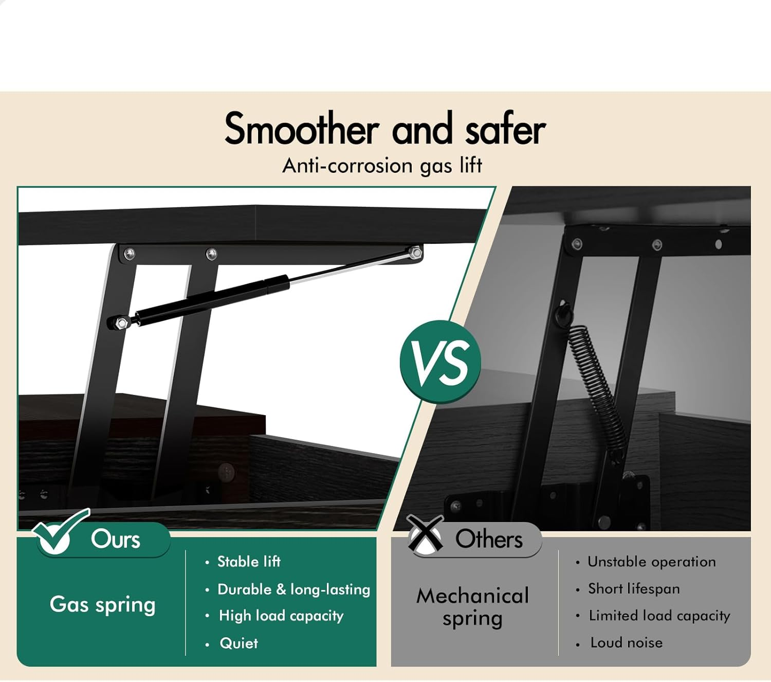 ALFORDSON Lift Tabletop Coffee Table Center Table Black Color, Living Room Office Reception Dining Table with Rising Top, Hidden Storage and Side Open Shelves image number 2