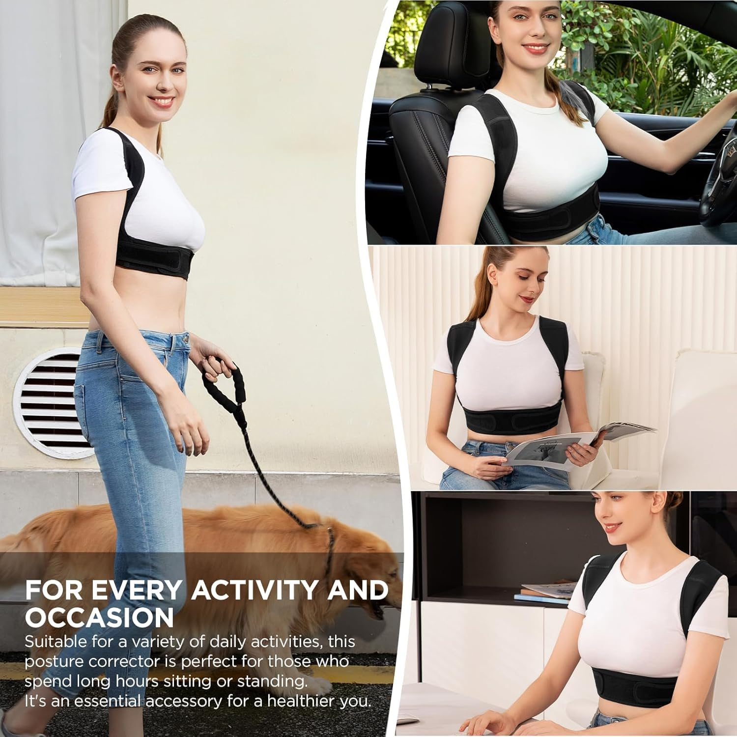 Posture Corrector for Women and Men- Adjustable Upper Back Brace Support - Shoulder Straightener, Breathable Back Straightener Back Corrector Posture Improve and Neck, Back, Shoulder Pain Relieve image number 5