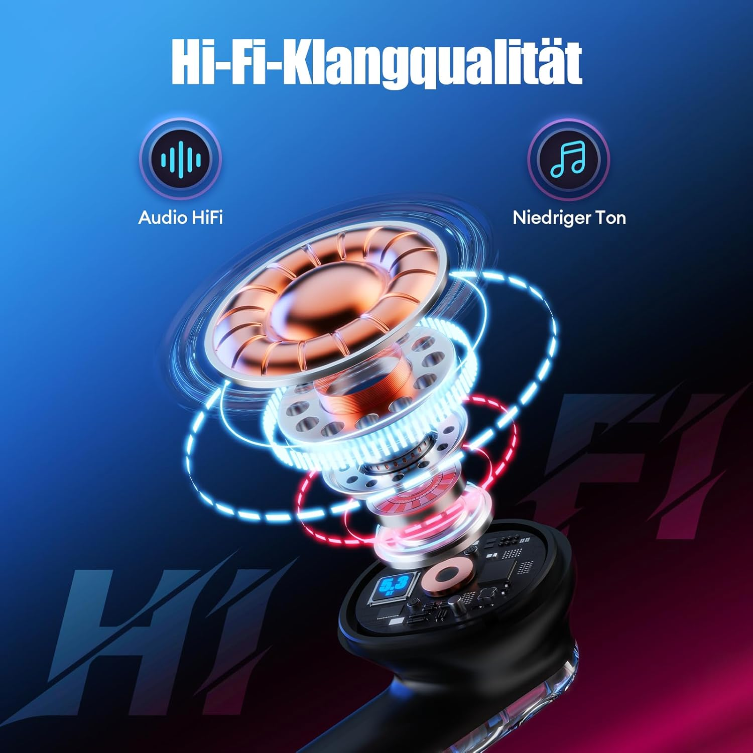 ZOMBIES CAT In-Ear Headphones Bluetooth 5.3 Touch Control In-Ear Earphones with 4 Microphones Exclusive Light Effects Intense Bass Wireless Headphones for Ios Android B2 Black - Black image number 6