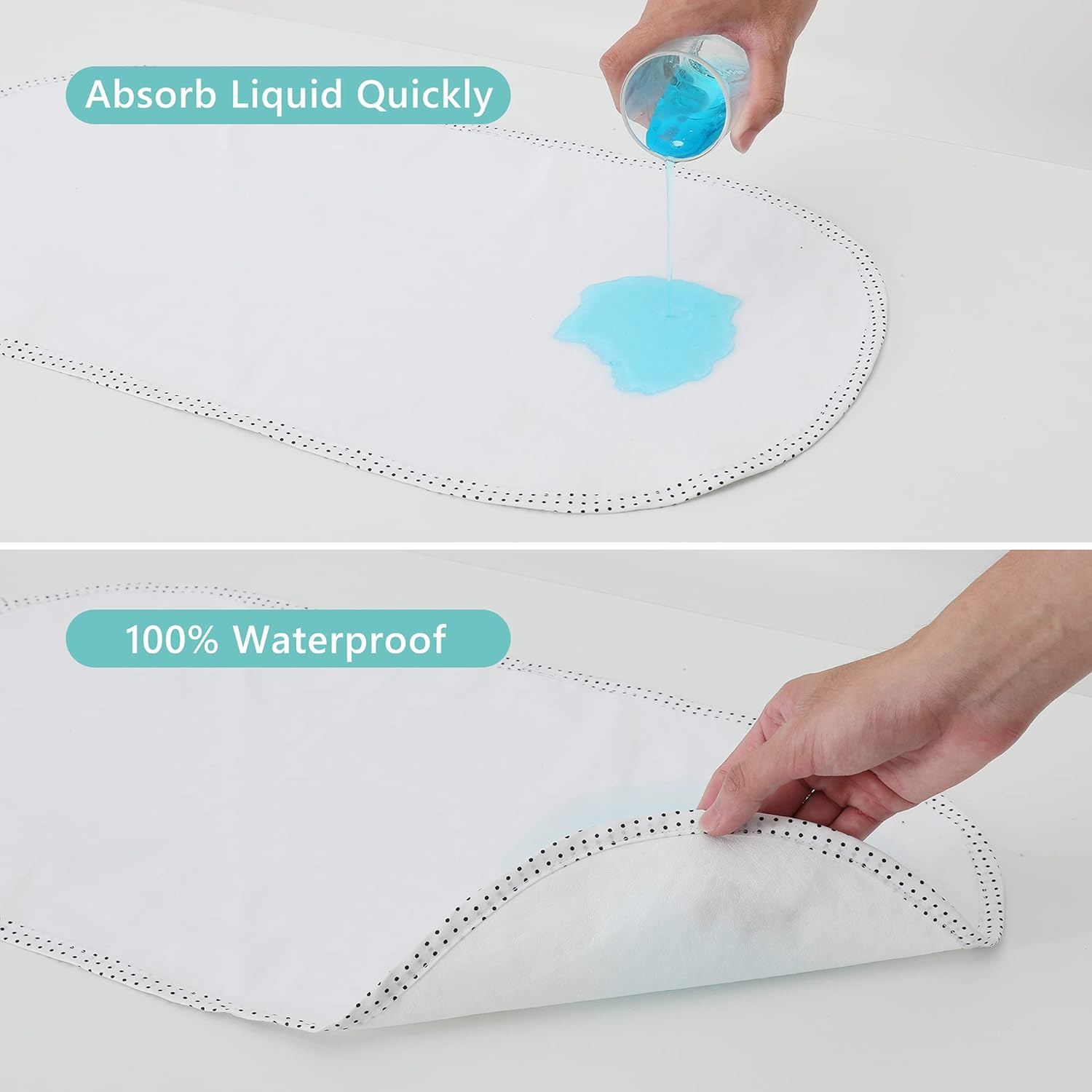 TILLYOU TPU Flannel Waterproof Changing Pad Liner and Covers Diaper Changing Pads for Baby Size 11.5X23 6 Count - Grey image number 2