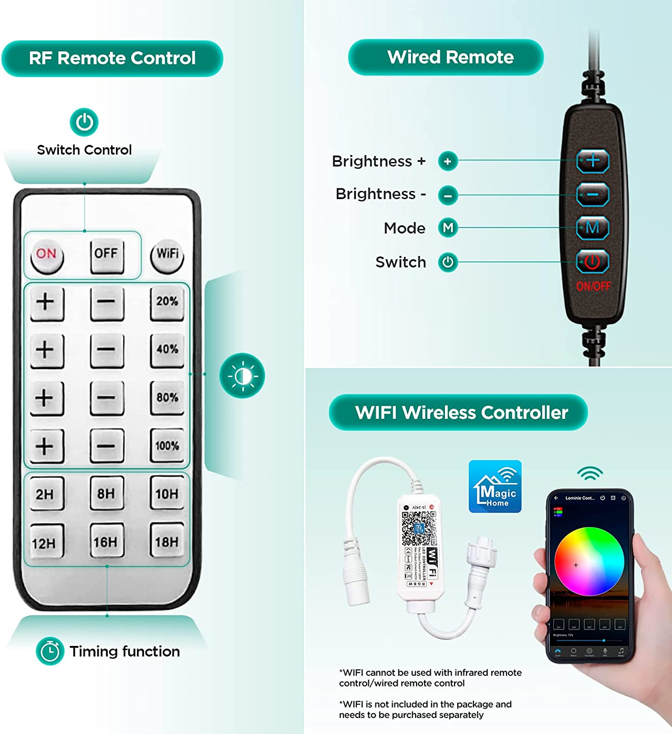 Lominie LED Aquarium Light, Full Spectrum Fish Tank Light, Clip on Freshwater Planted Light Adjustable Gooseneck for Saltwater Coral Fish Tanks, Dimmable Nano Refugium Tank Light Supports Remote Wifi image number 2