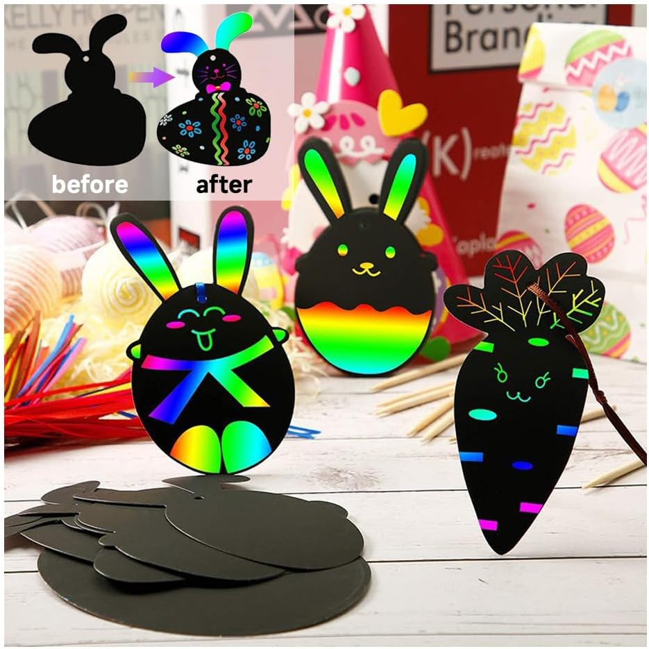 48Pcs Art Scratch Bookmarks,Colorful Ribbons, Scratch Bookmarks,Diy Party, Game Activity (48P) image number 5