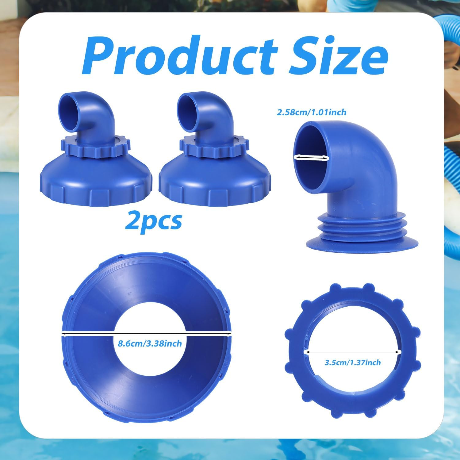 Gosknor 2Pcs 360&deg; Swivel Pool Jet Nozzles, Rotatable Inlet Nozzle Fitting Swimming Pool Spa Water Return Jet Replacement Part for Intex Spout Accessories image number 2