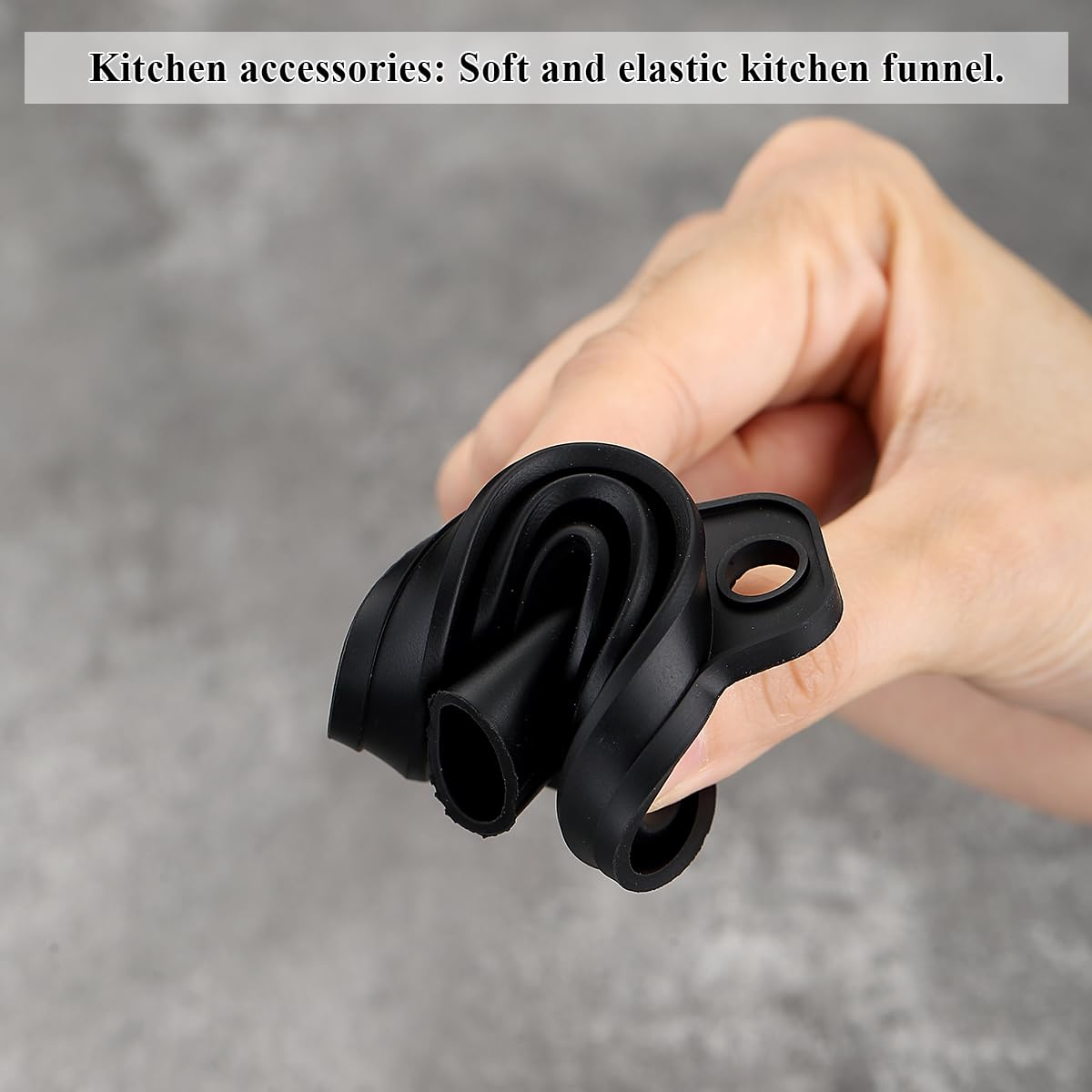 Berglander Kitchen Funnel Set of 3 Easy to Store, Silicone Collapsible Funnels for Kitchen Use, Filling Bottles, Daily Cooking, and Water or Powder Transfer（Black） - Black image number 6