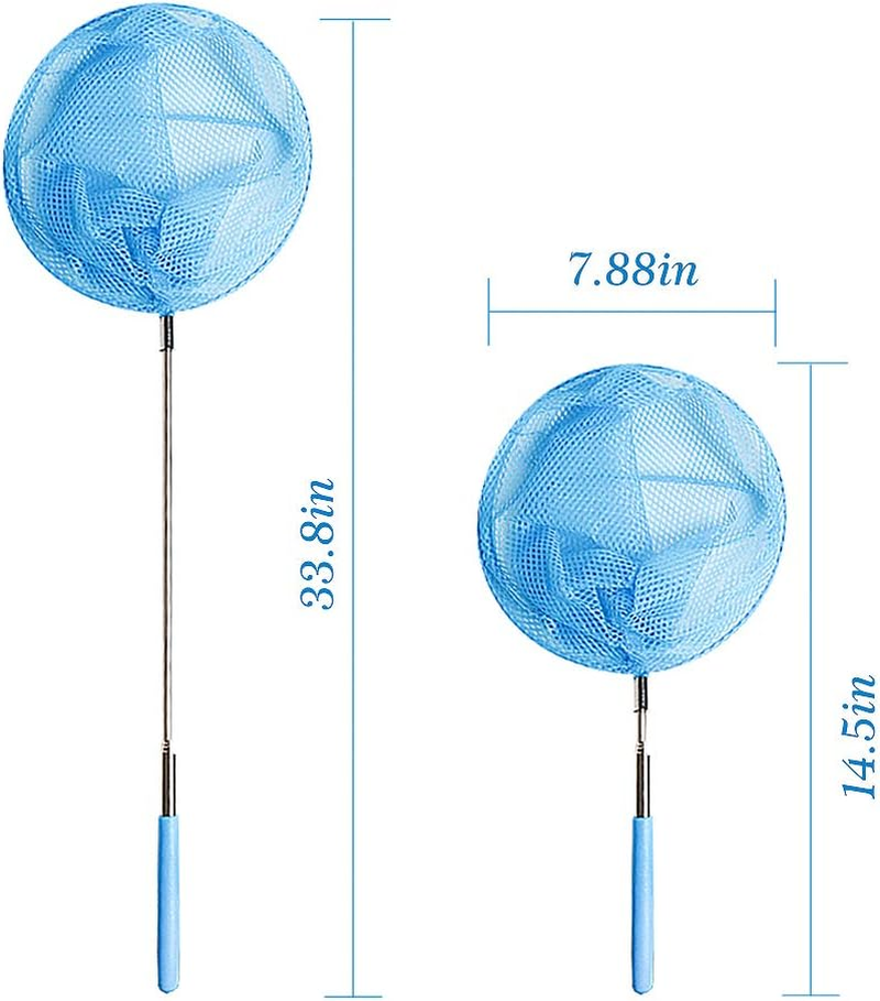 USATDD Kids Telescopic Butterfly Fishing Nets Great for Catching Insects Bugs Fish Caterpillar Ladybird Nets Outdoor Tools Colorful Extendable 34" Inch 6 Pack image number 2