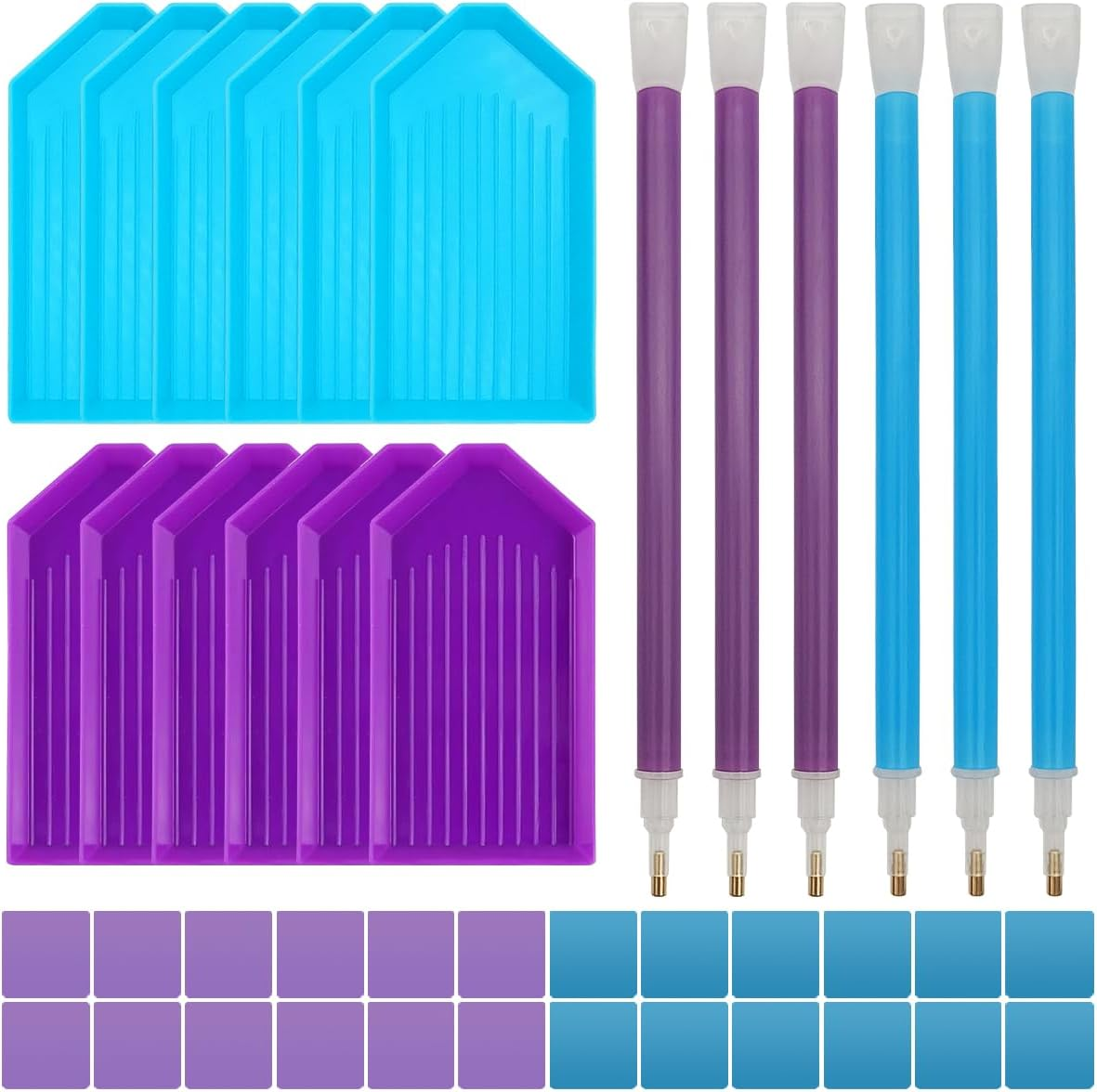 42 Pcs Diamond Art Accessories with Storage Box, Finegood Diamond Art Painting Tool Kits, 6 Diamond Art Pens, 12 Diamond Art Tray, 24 Glue Clay