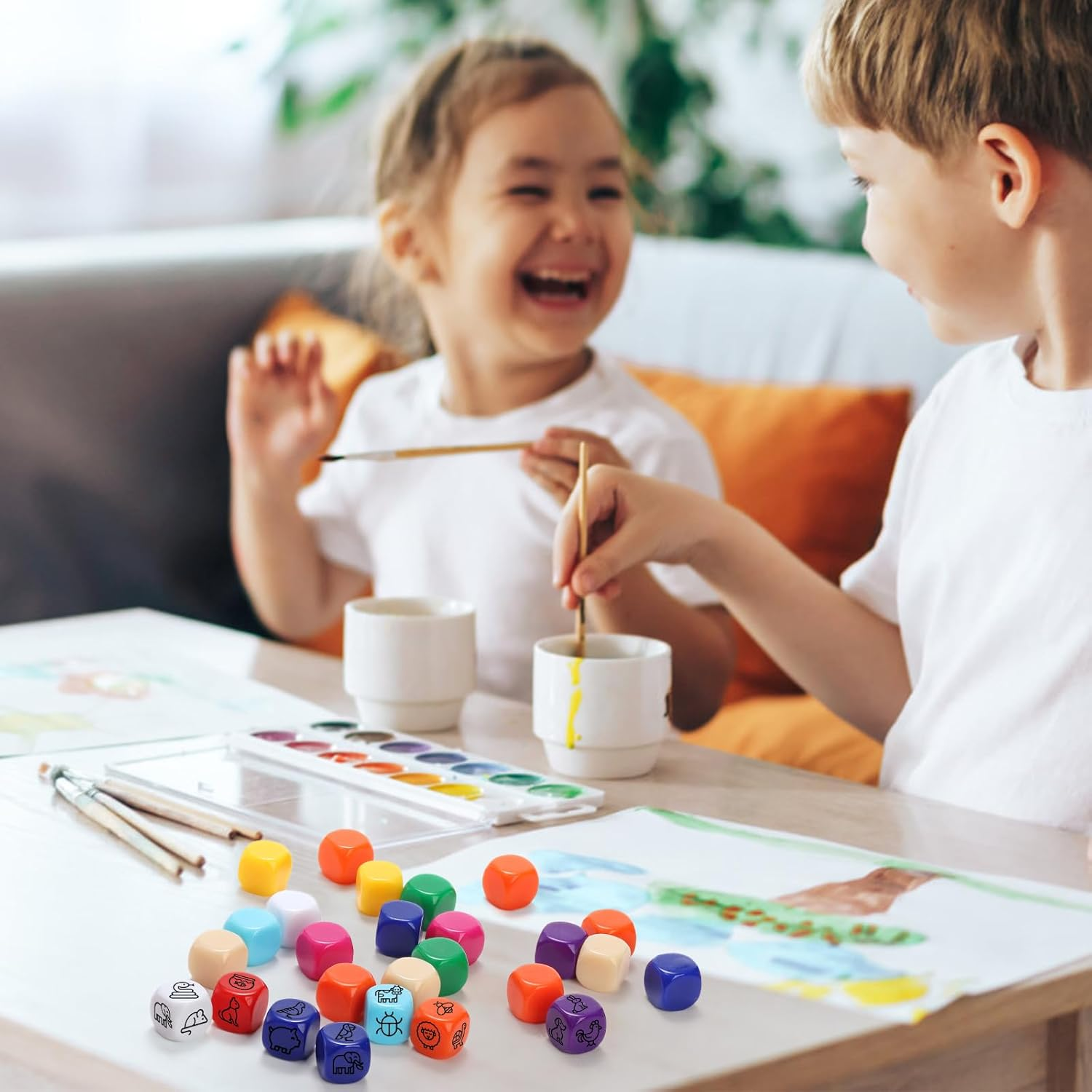 100 Pieces Blank Dice, 16MM Acrylic Colored Dice Cubes, Assorted Color DIY Dice, Six Sided Bulk Dice for Board Games, DIY Sticker, Math Counting Teaching (10 Colors) image number 3